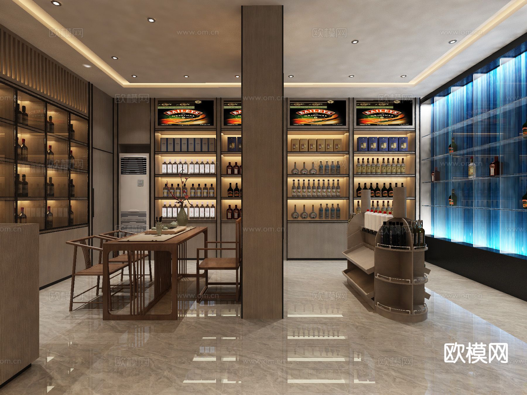 现代烟酒店3d模型下载（渲染图2）