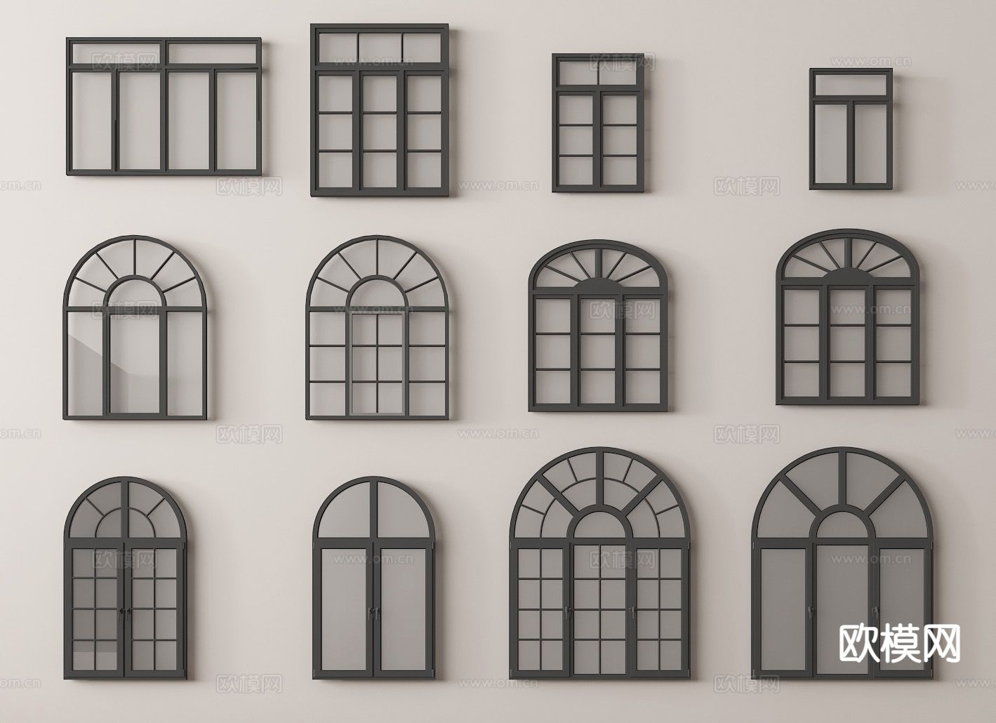 窗户 拱形窗 单开窗 平开窗 落地窗3d模型