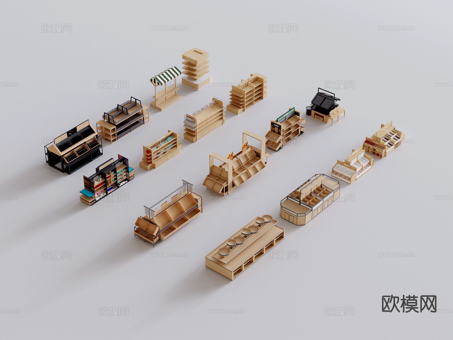 商场超市货柜 置物架 货架 展示柜3d模型