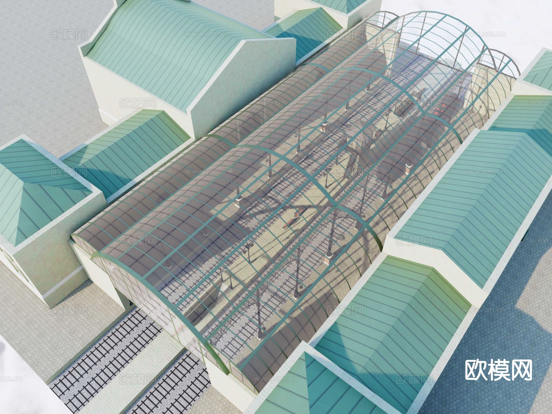欧式火车站su模型下载（渲染图4）
