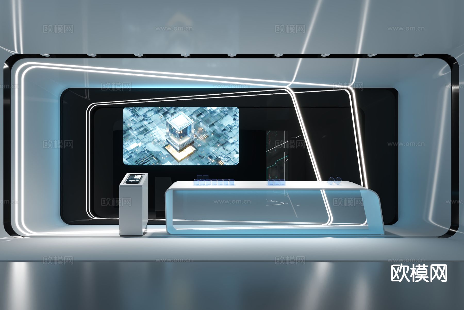 科技展厅 企业展厅3d模型下载（渲染图2）