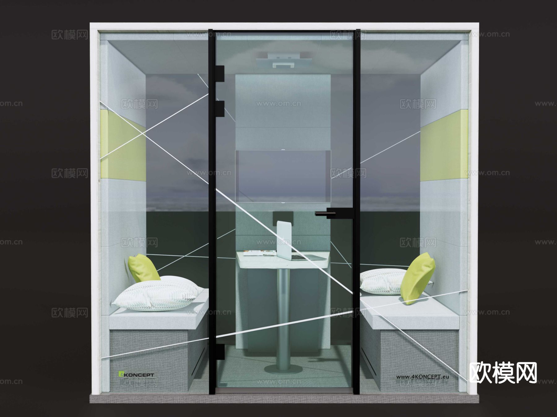 现代静音舱 静音洽谈室su模型