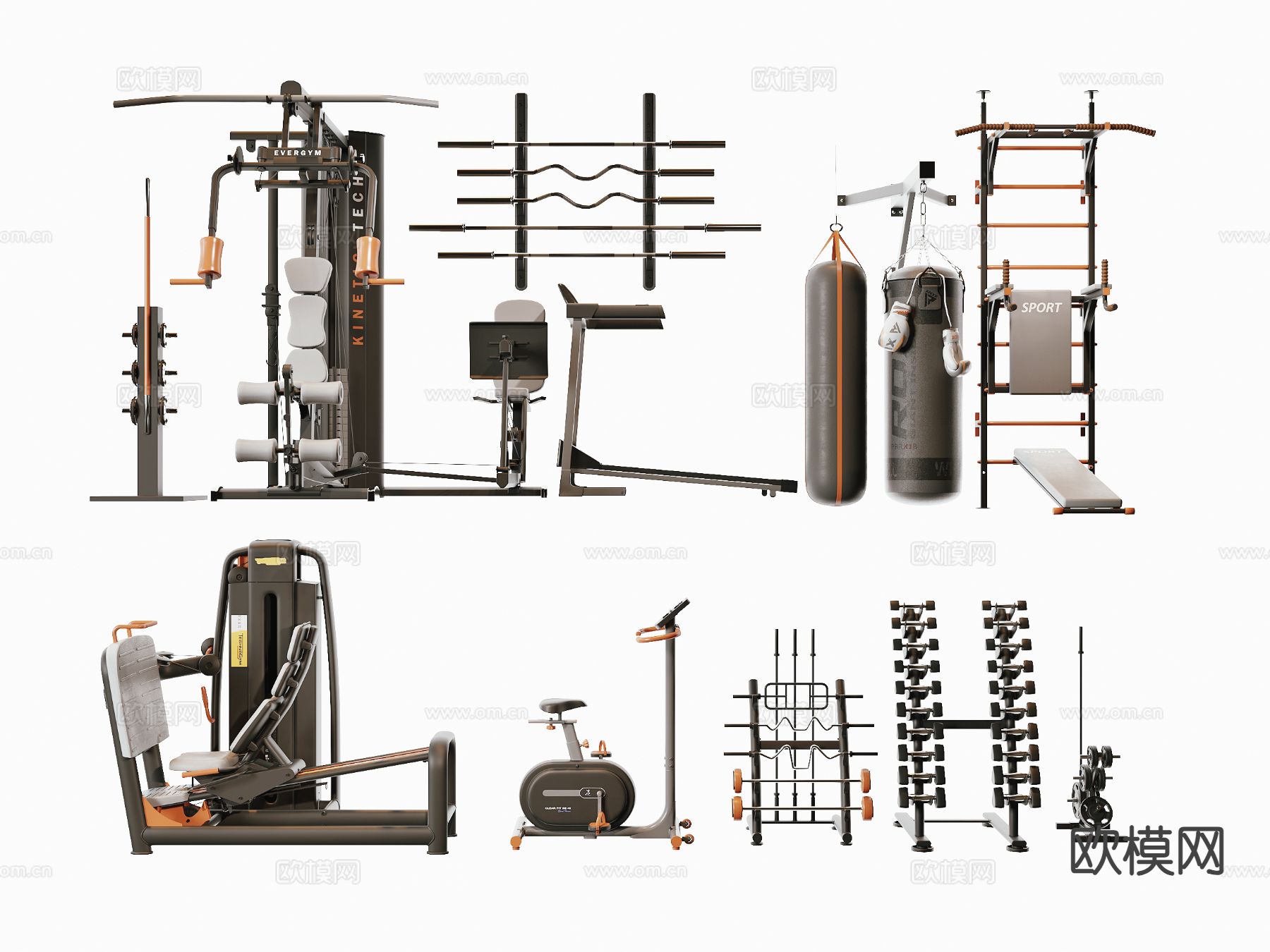现代健身器材 健身设备 沙袋3d模型