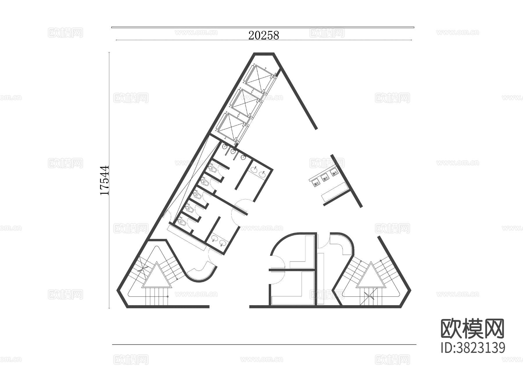 三角形电梯布局图 三角形电梯设计图下载