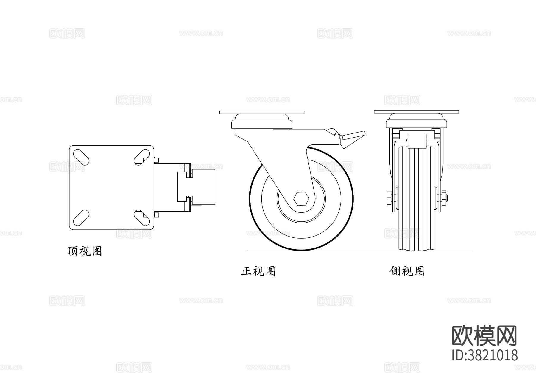 万向轮 多向轮 滚轮 活动轮 移动轮cad图库