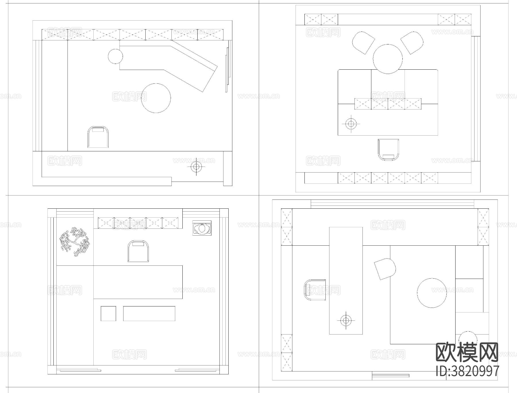 103个书房cad平面图下载（渲染图5）
