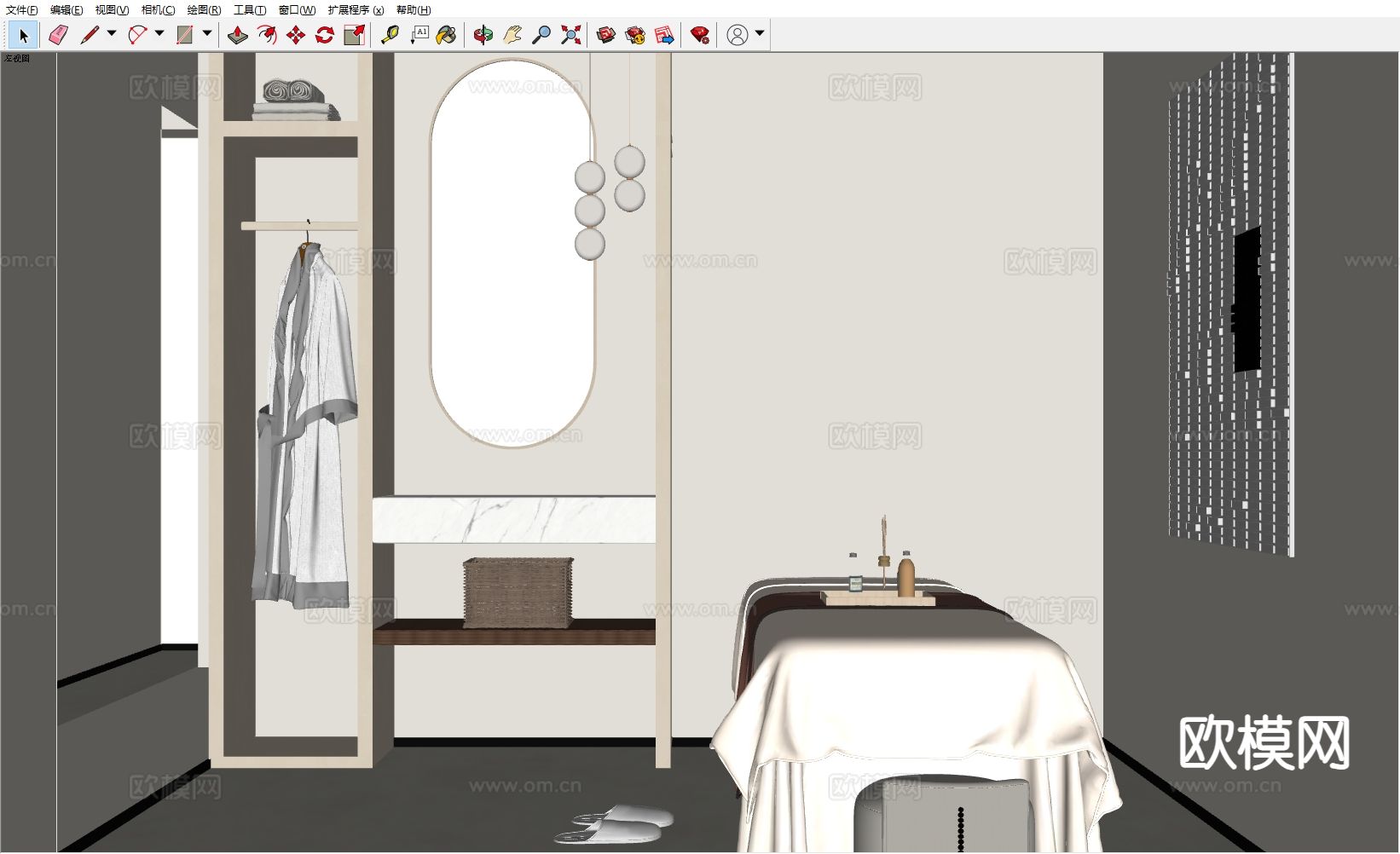 美容包间 美容床su模型下载（渲染图1）