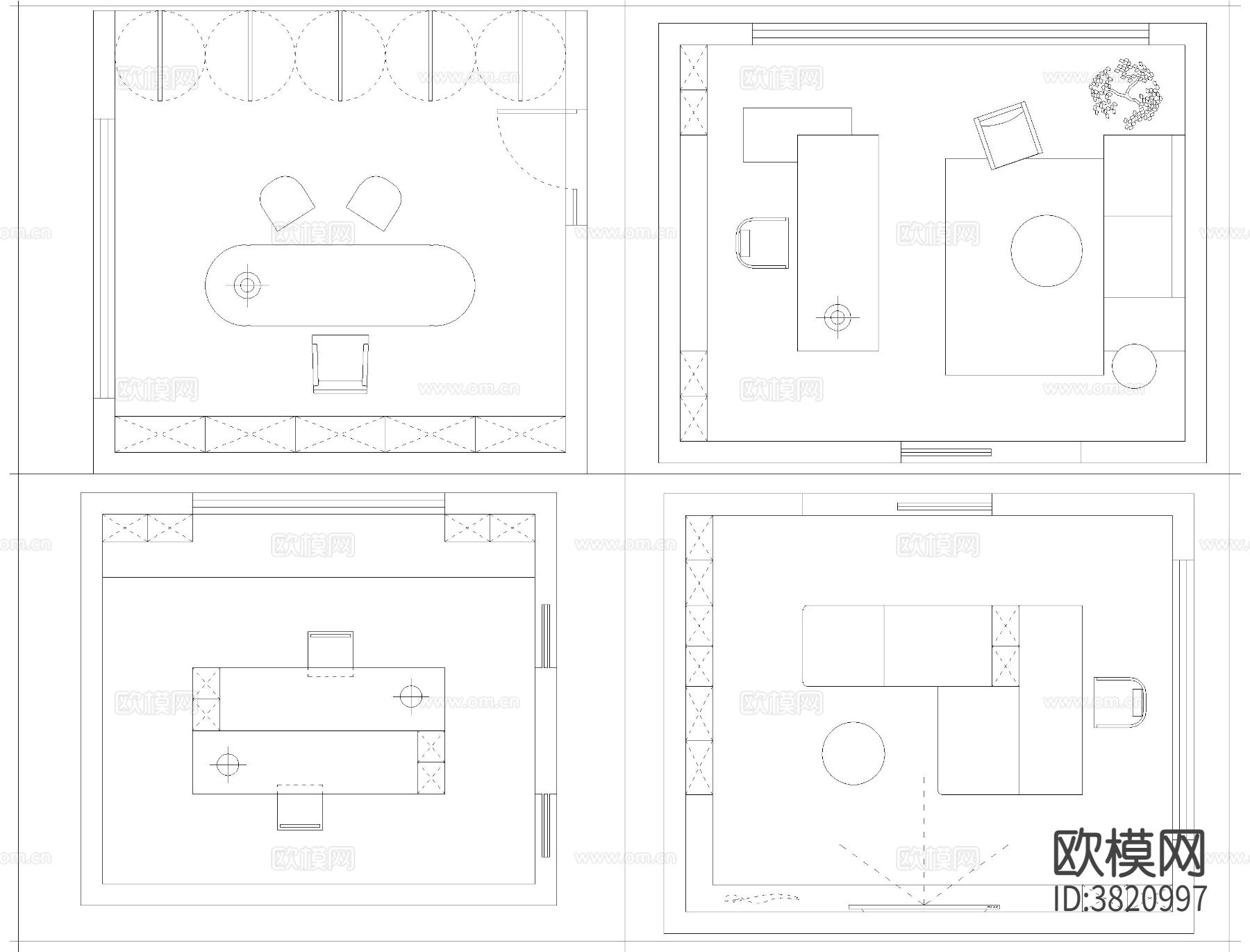 103个书房cad平面图下载（渲染图4）