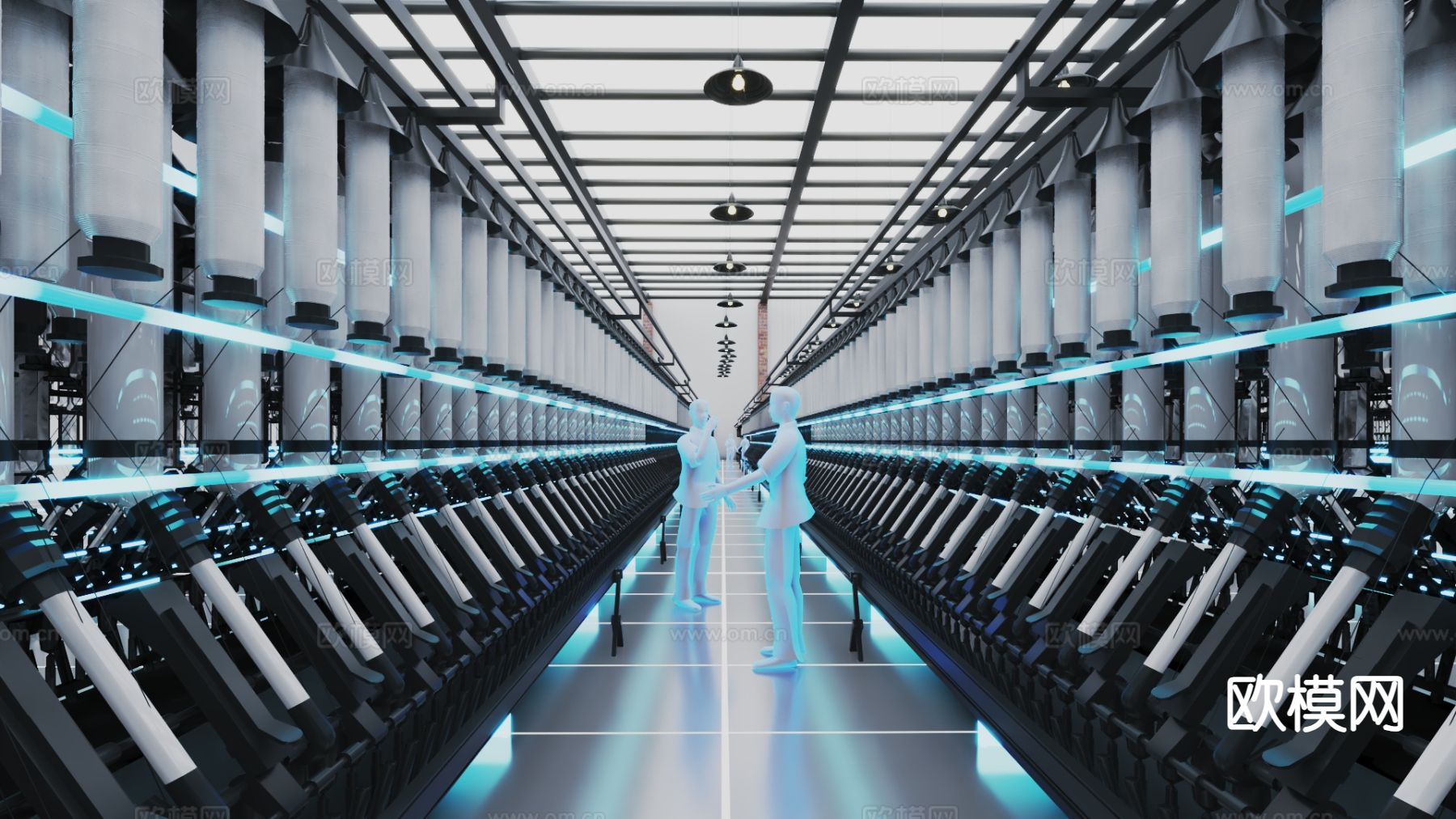 工厂场景 未来 蓝调科技场景3d模型下载