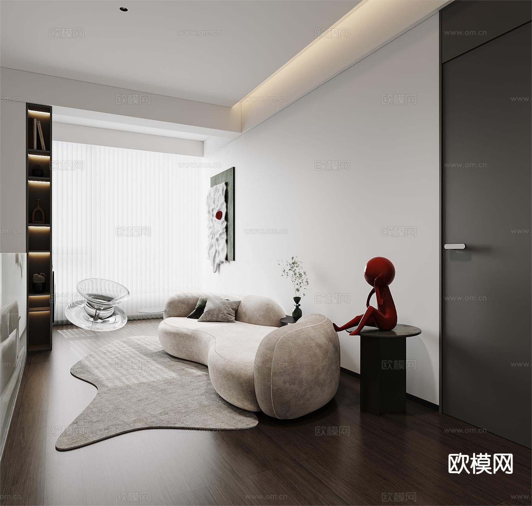 高级灰杂物房 休闲区3d模型下载（渲染图2）