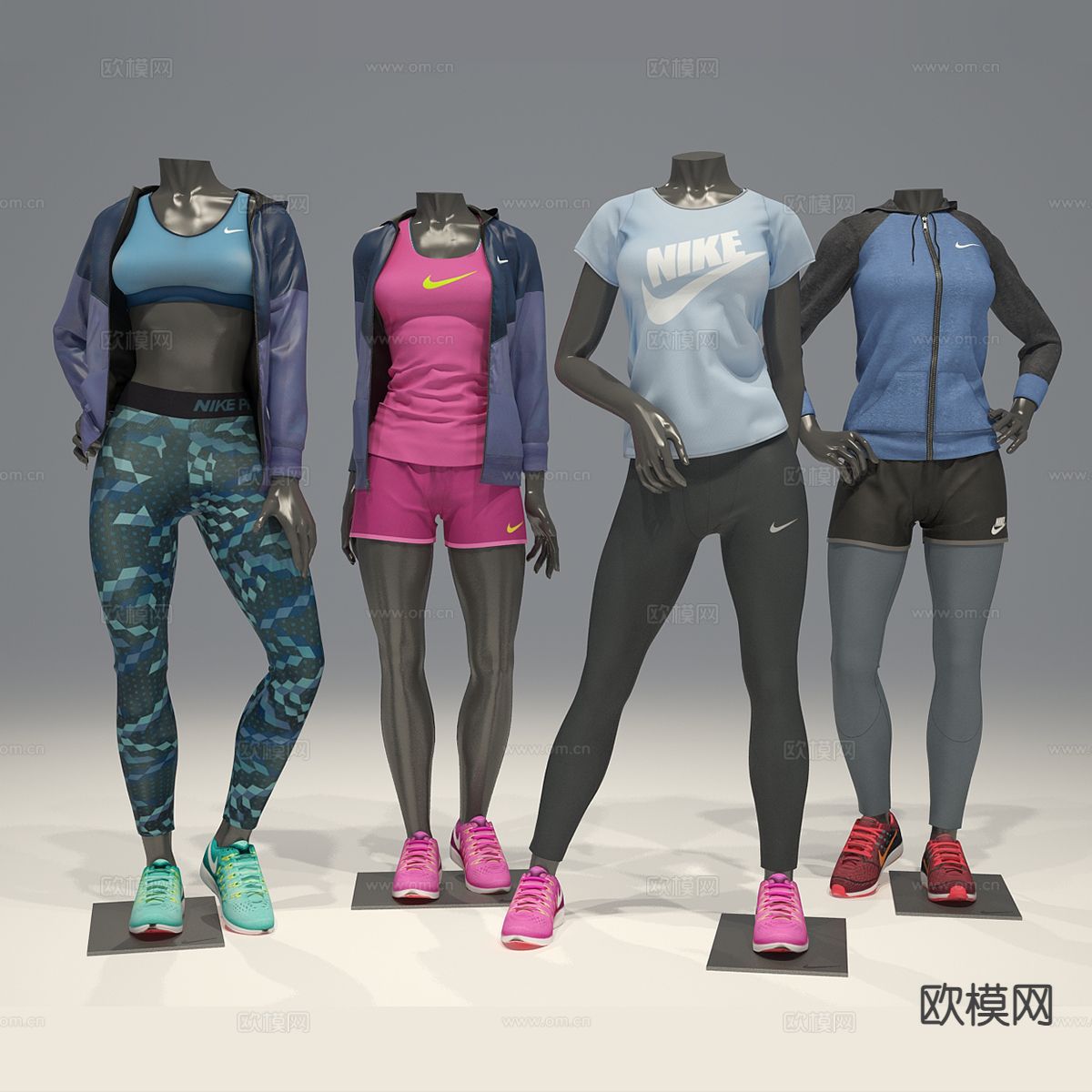 Nike 女运动装服装模特3d模型