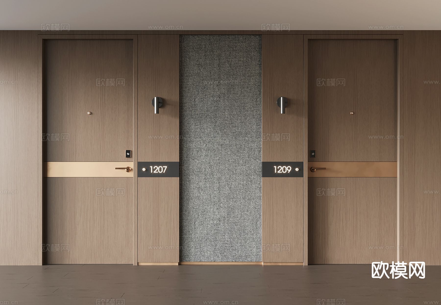 意式单开门 房间门 宾馆密码门su模型下载（渲染图2）