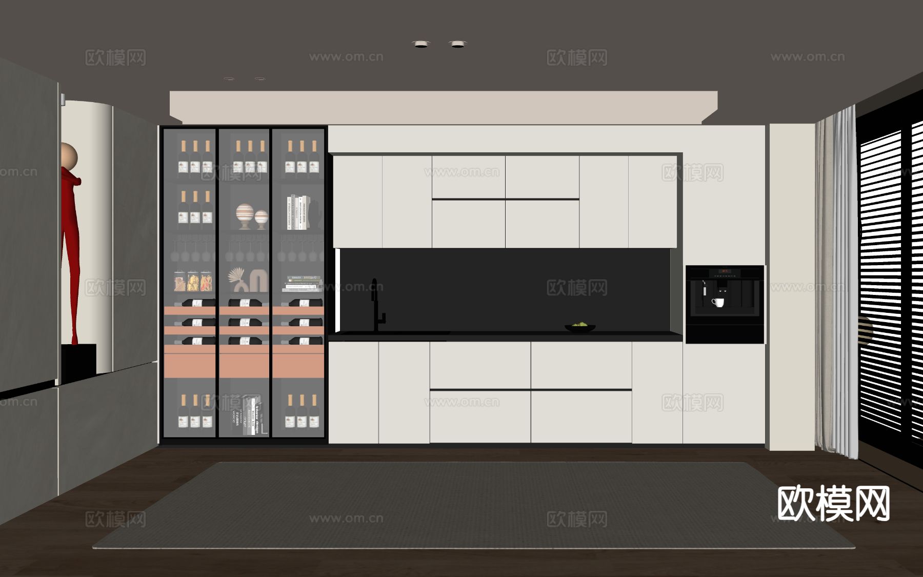 现代酒柜 餐边柜su模型