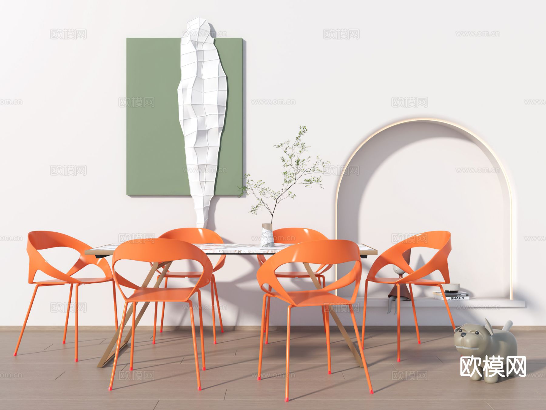 后现代餐桌椅3d模型下载
