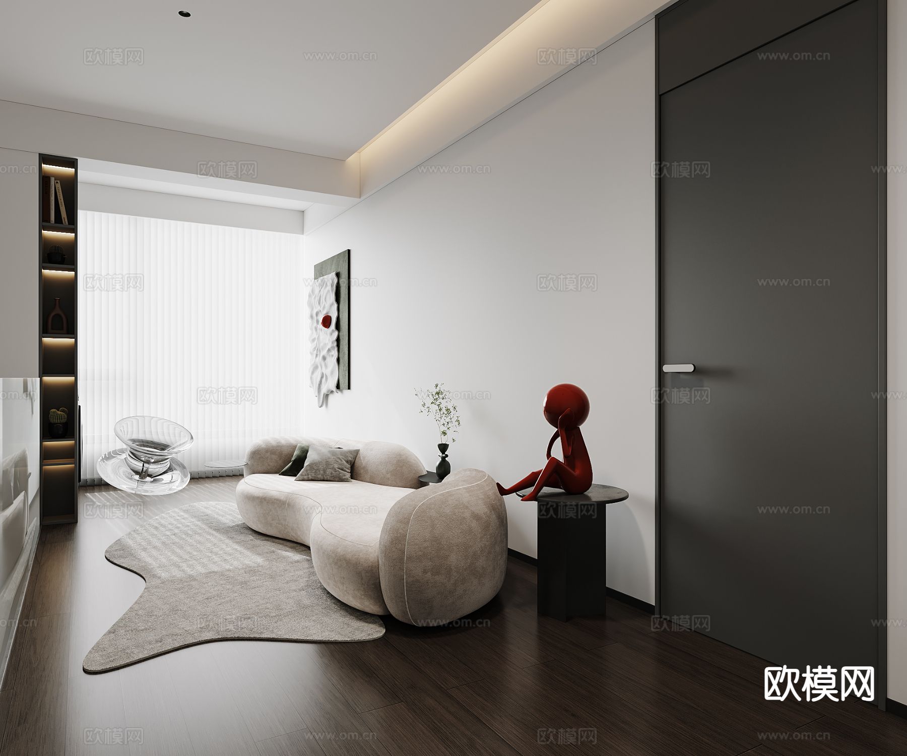 高级灰杂物房 休闲区3d模型下载（渲染图1）