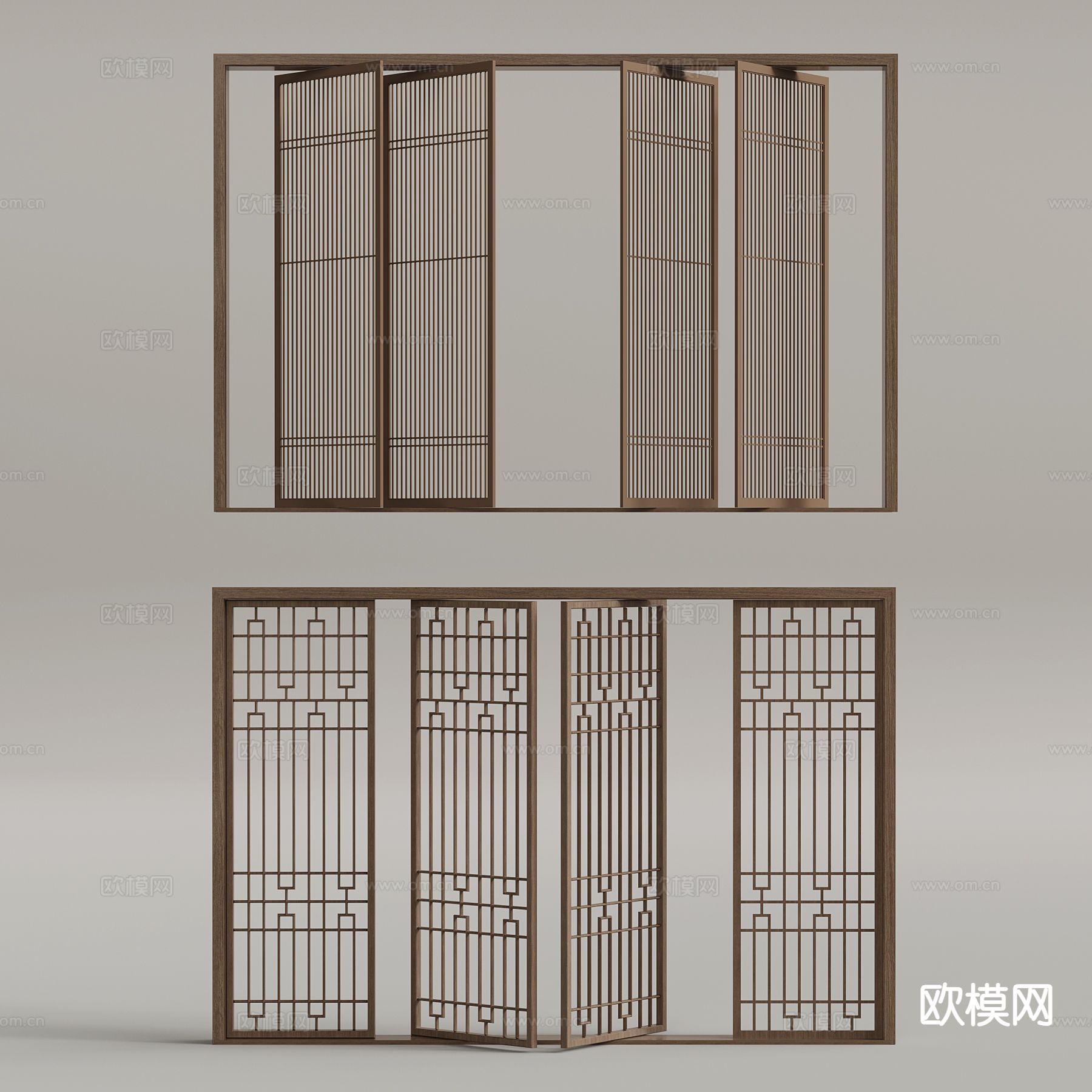 新中式屏风 格栅屏风3d模型