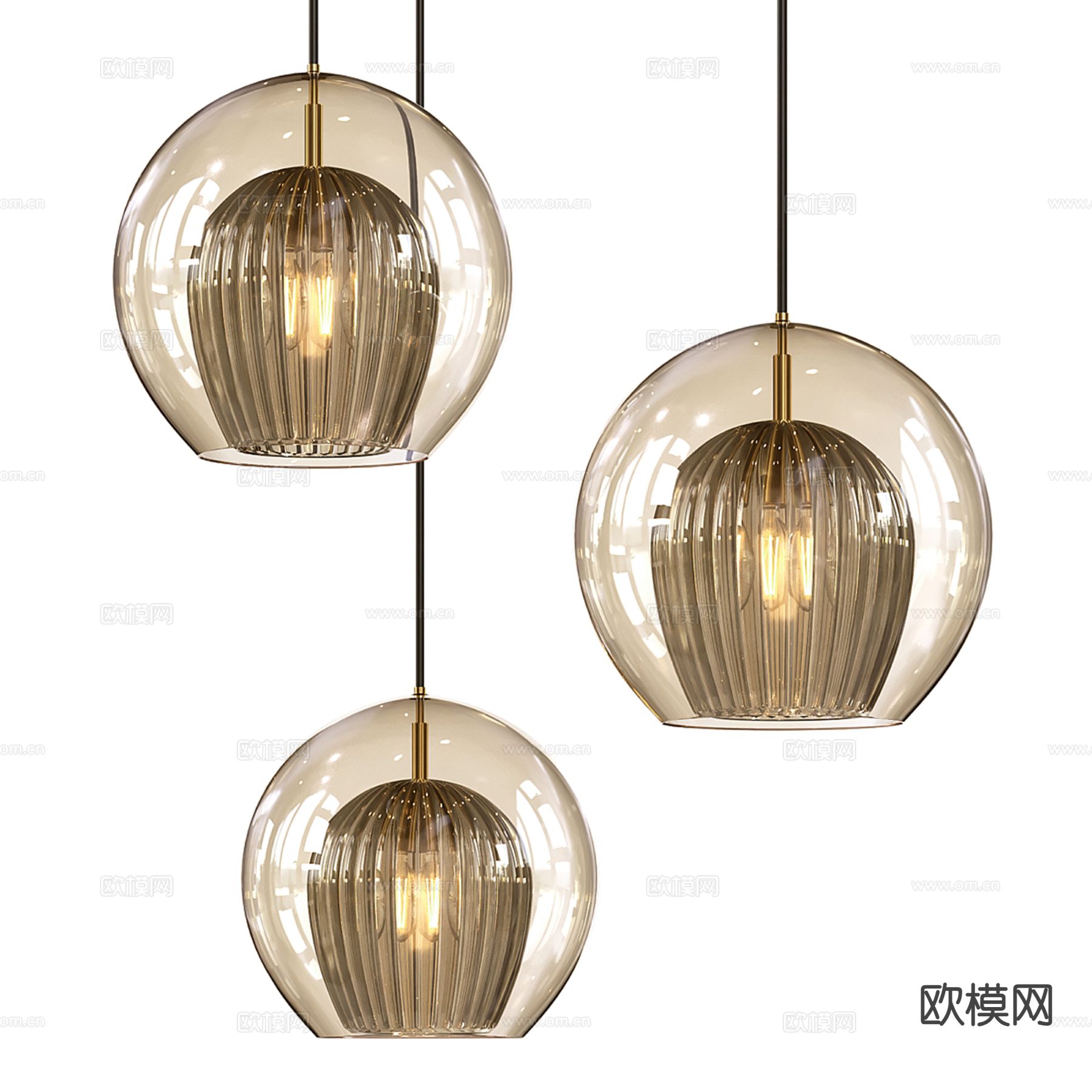 轻奢小吊灯3d模型下载（渲染图1）
