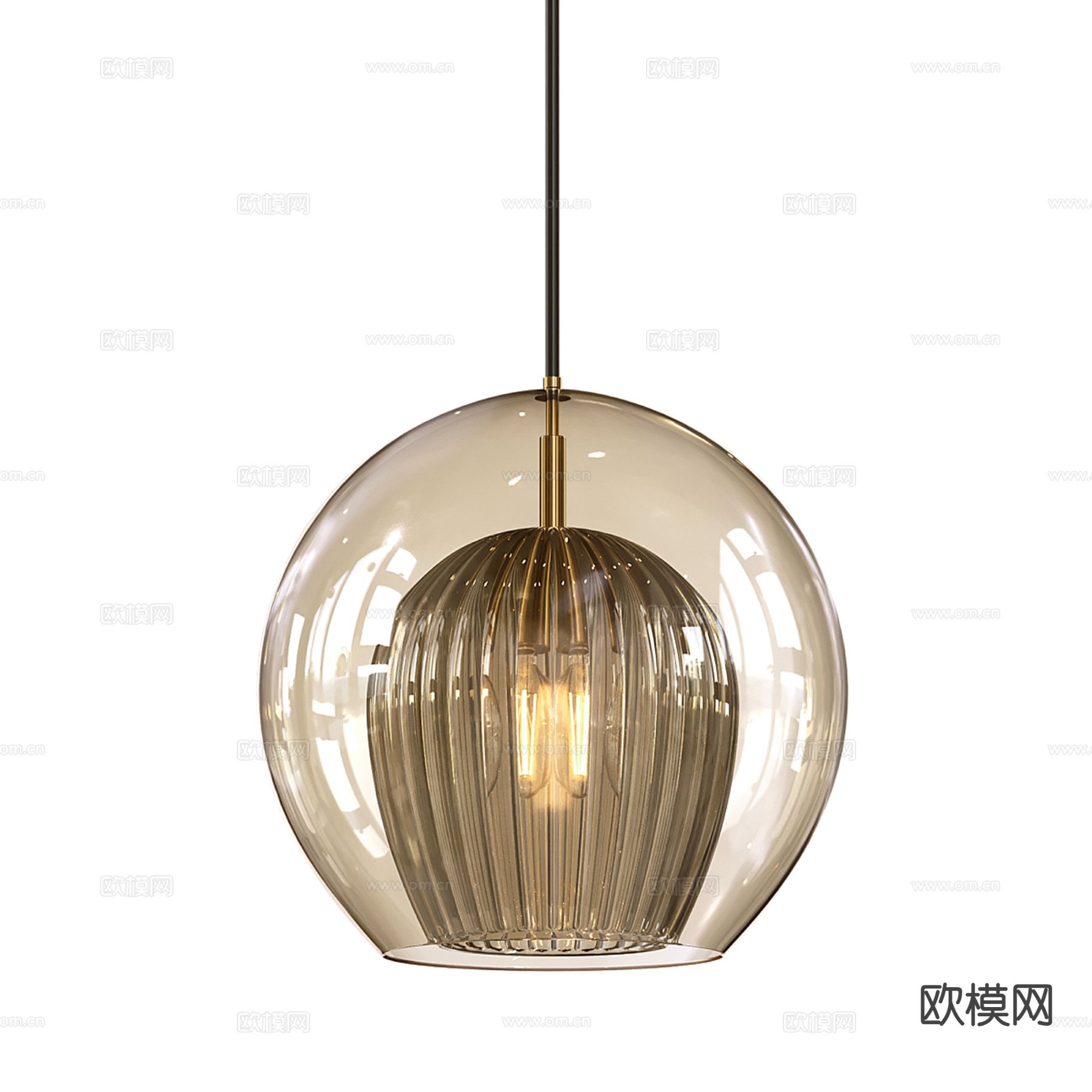 轻奢小吊灯3d模型下载（渲染图2）