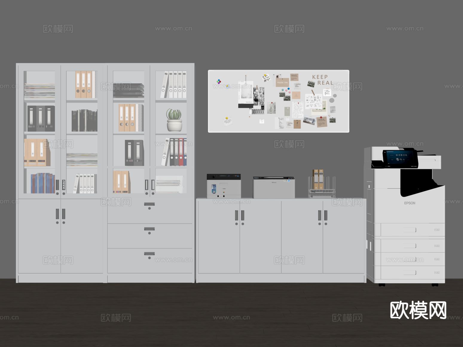 现代文件柜 办公柜su模型下载（渲染图1）