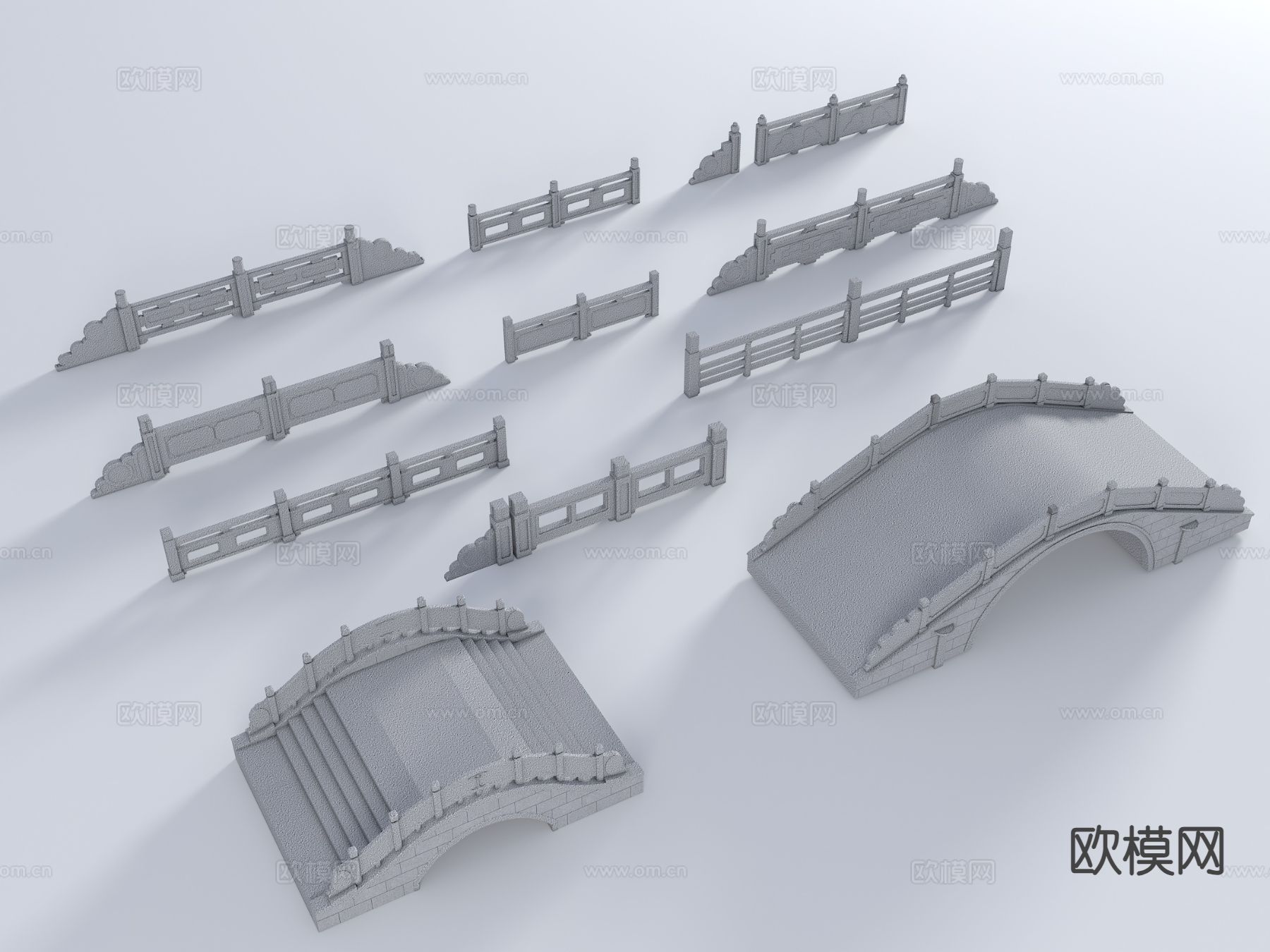 中式石桥 汉白玉桥 玉石拱桥3d模型