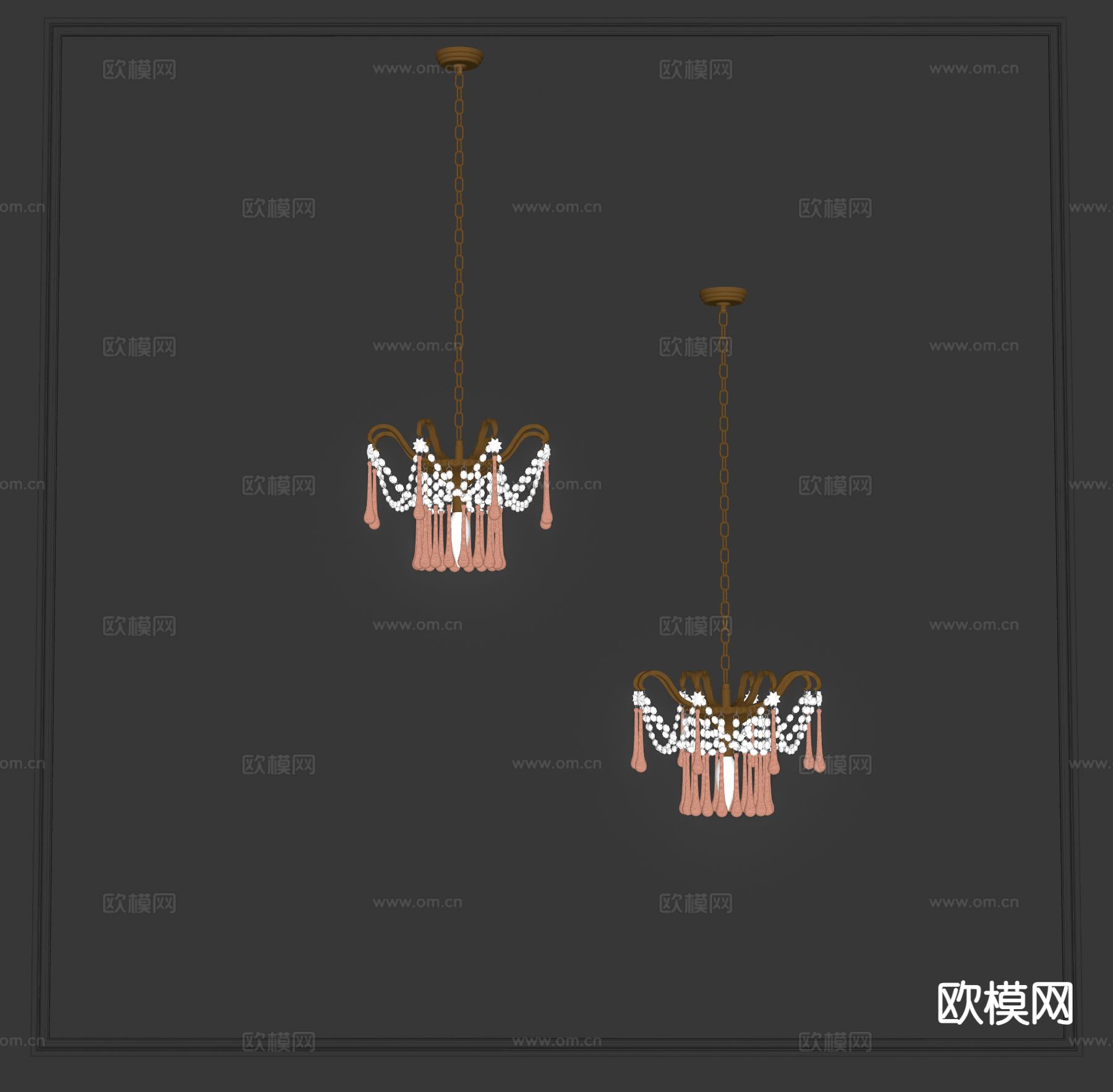 法式水晶吊灯su模型