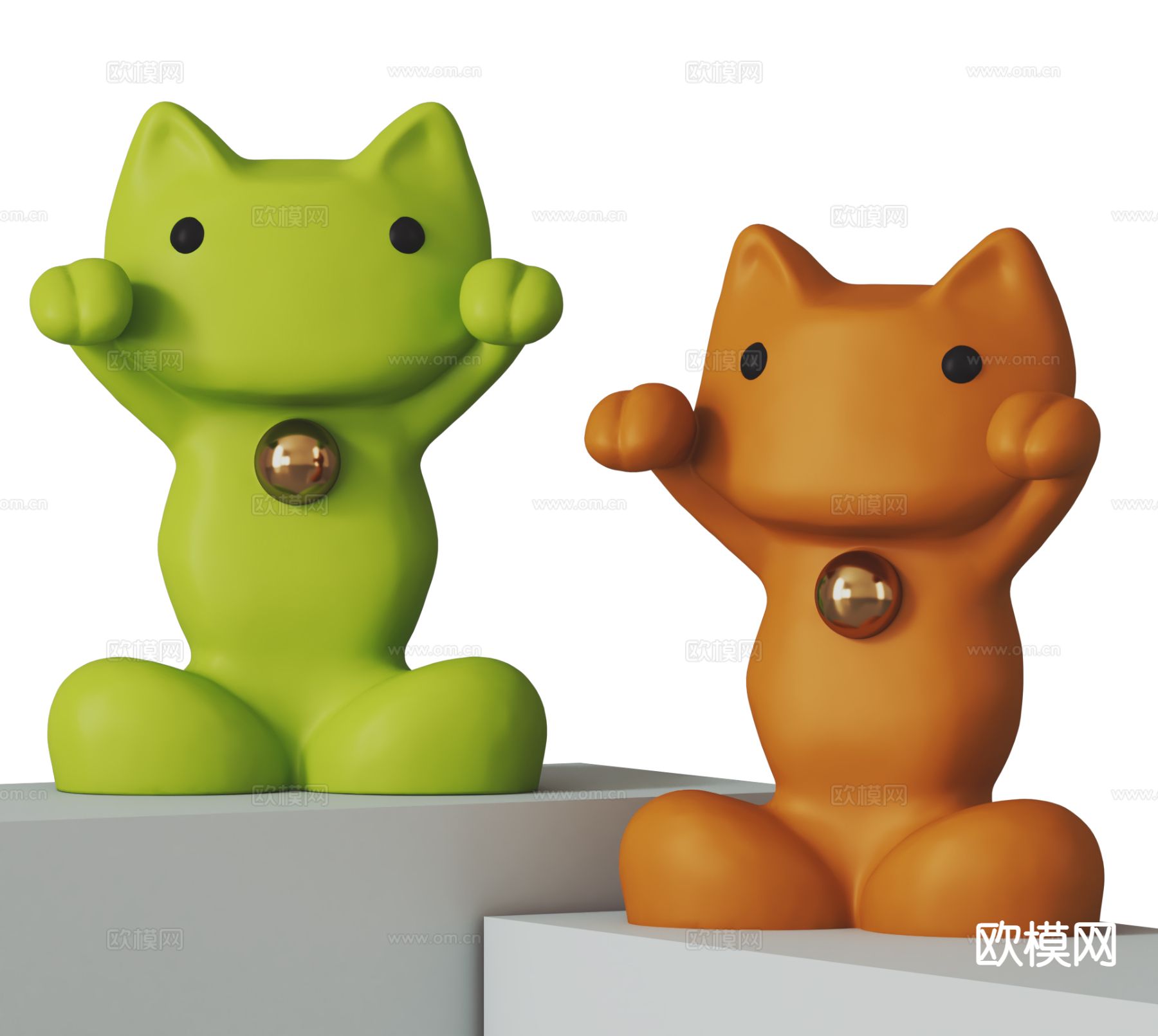 卡通猫雕塑 招财猫摆件 潮玩摆设3d模型