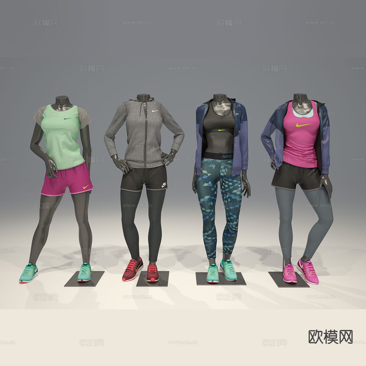 Nike 女运动装服装模特3d模型