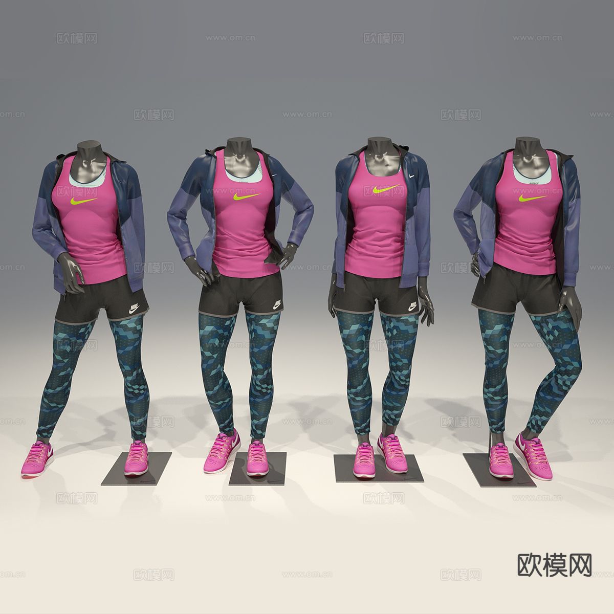 Nike 女运动装服装模特3d模型