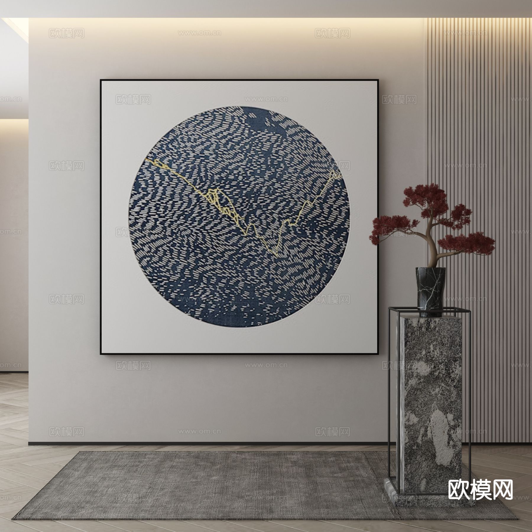 新中式装饰画 禅意挂画3d模型