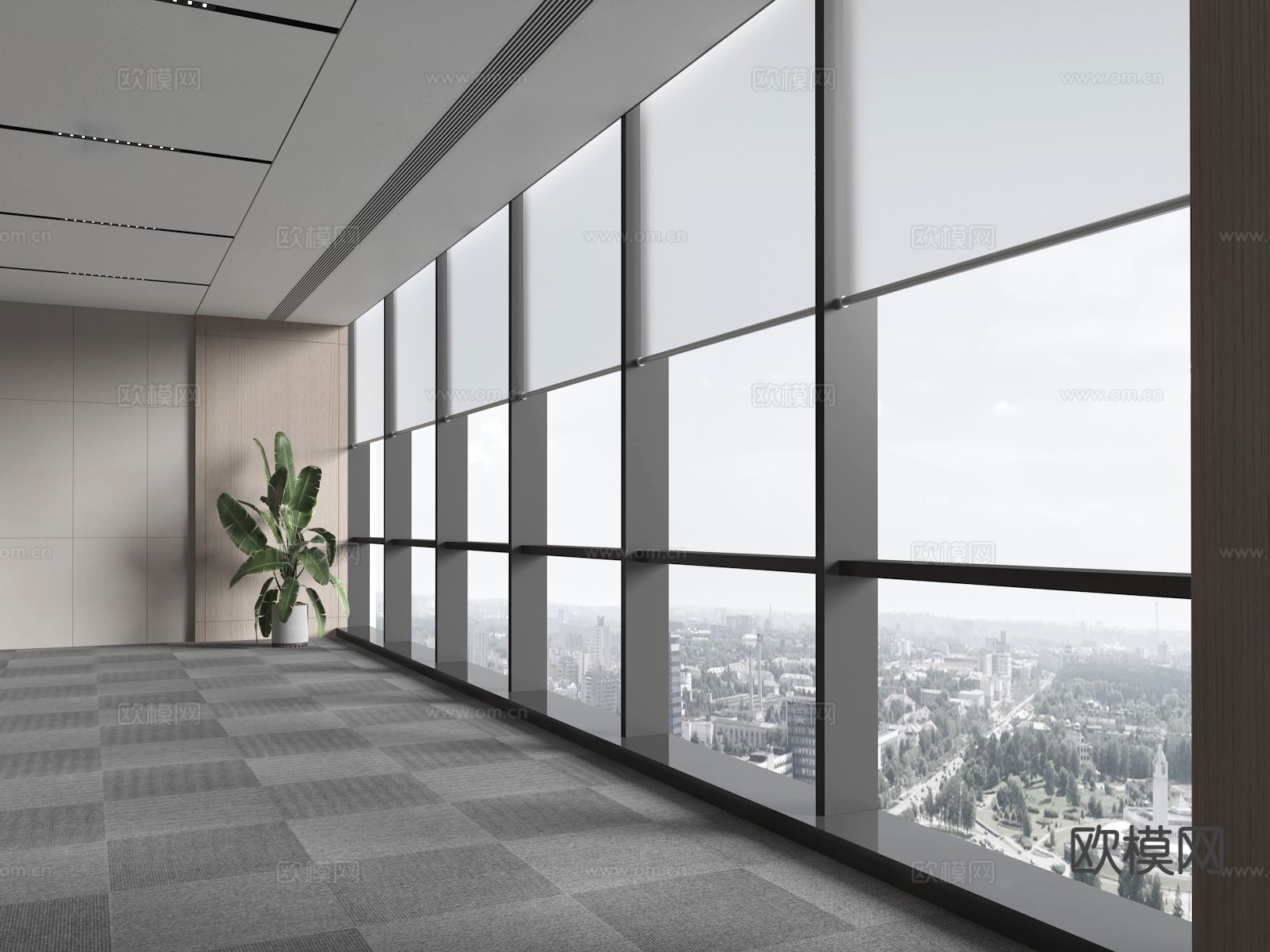 办公室窗帘 卷帘 拉帘 幕墙窗3d模型下载