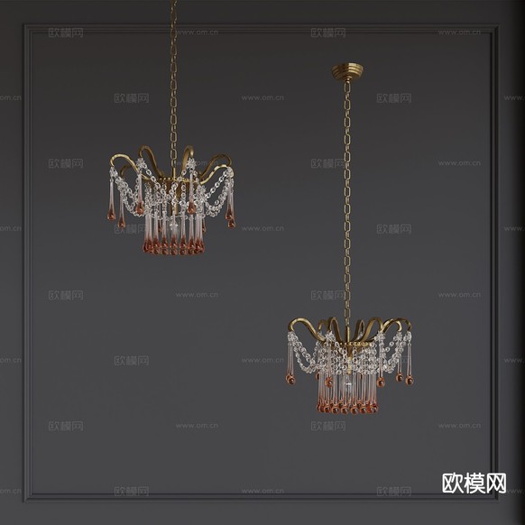 法式吊灯 水晶灯3d模型下载