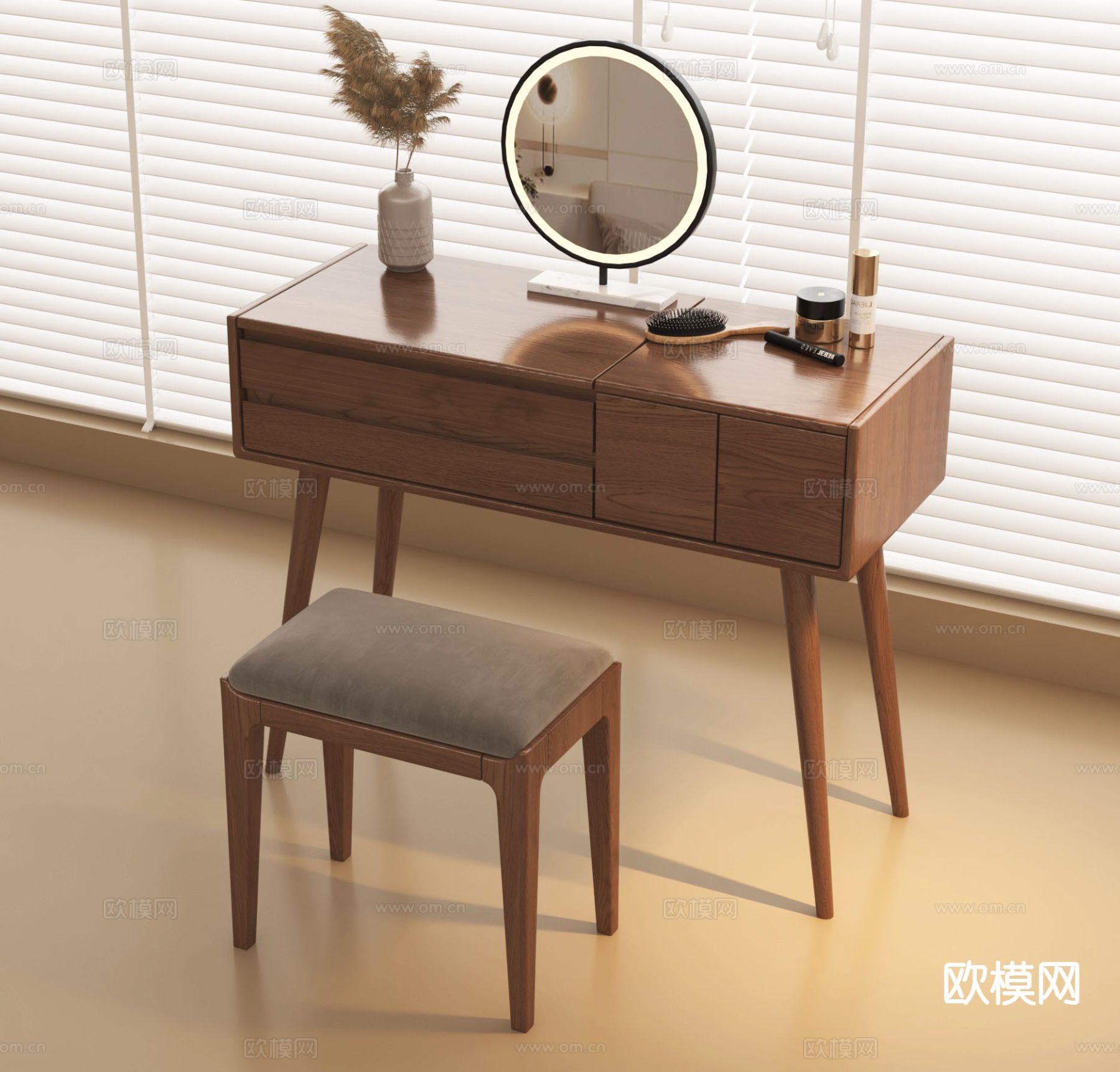 北欧梳妆台 化妆桌3d模型下载