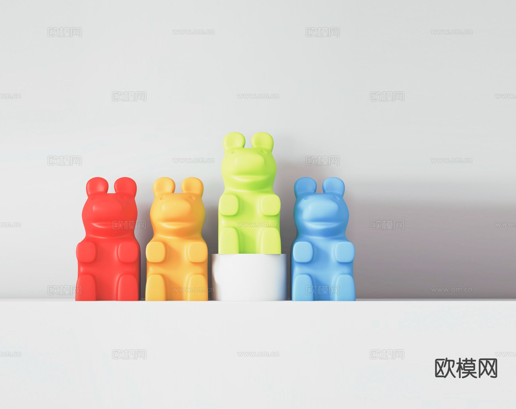 奶油风摆设 彩色卡通熊 儿童玩具3d模型下载