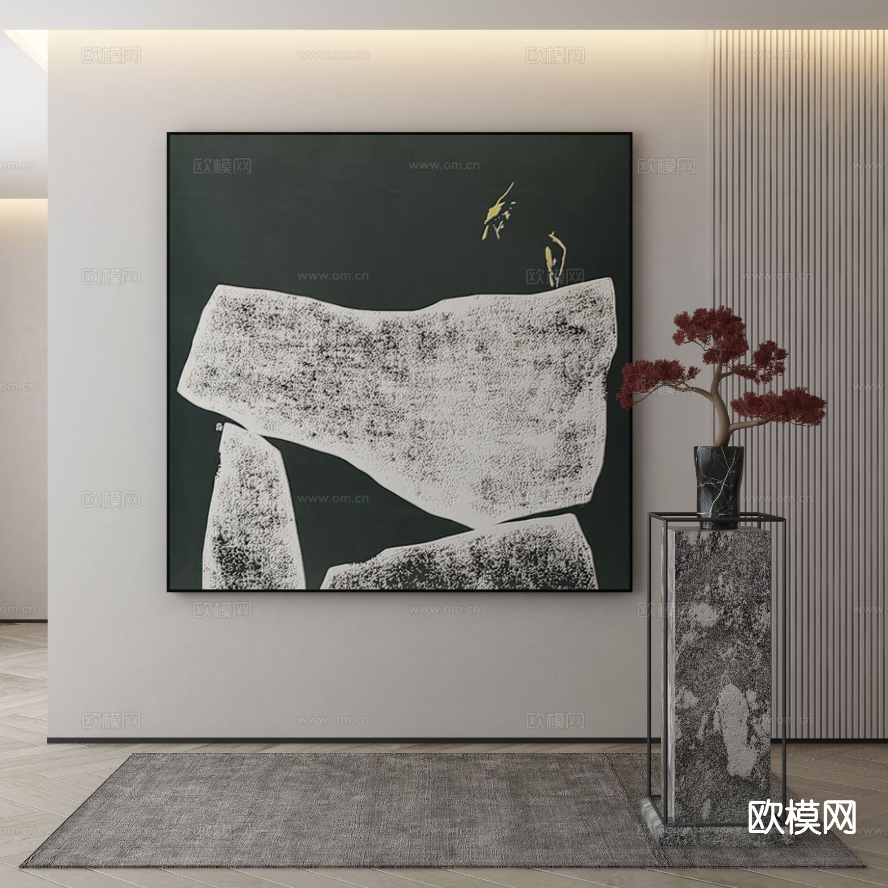 新中式肌理画 装饰画3d模型