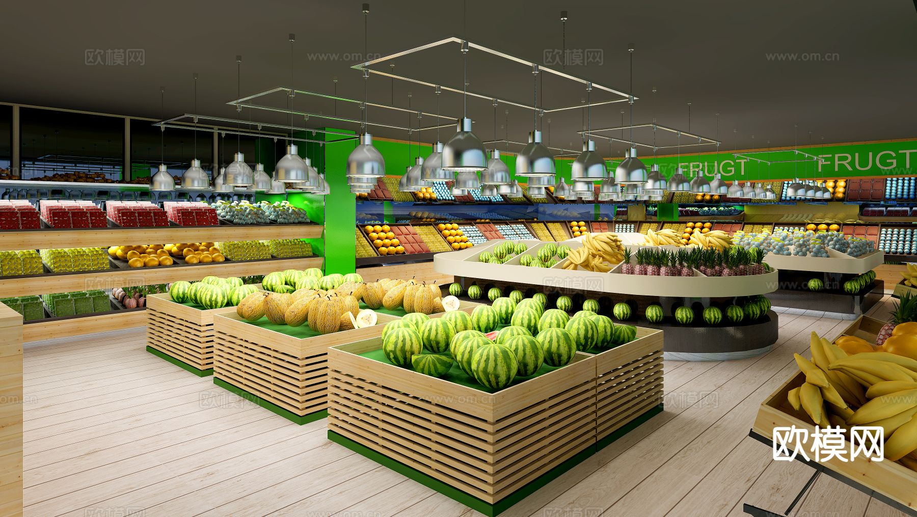 现代水果店 超市鲜果区3d模型