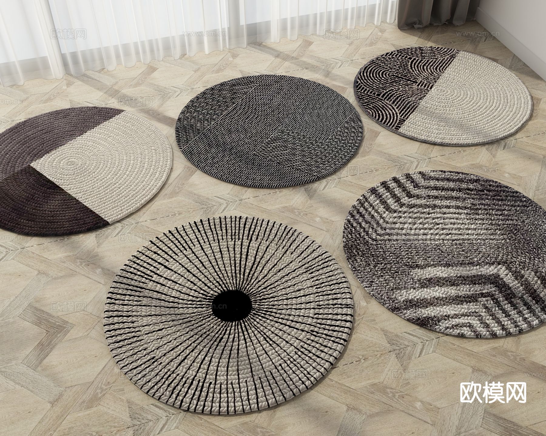现代地毯su模型下载（渲染图2）