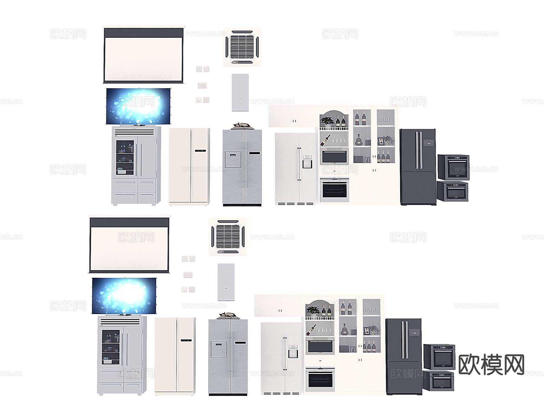 智能冰箱 投影幕布 蒸烤箱3d模型