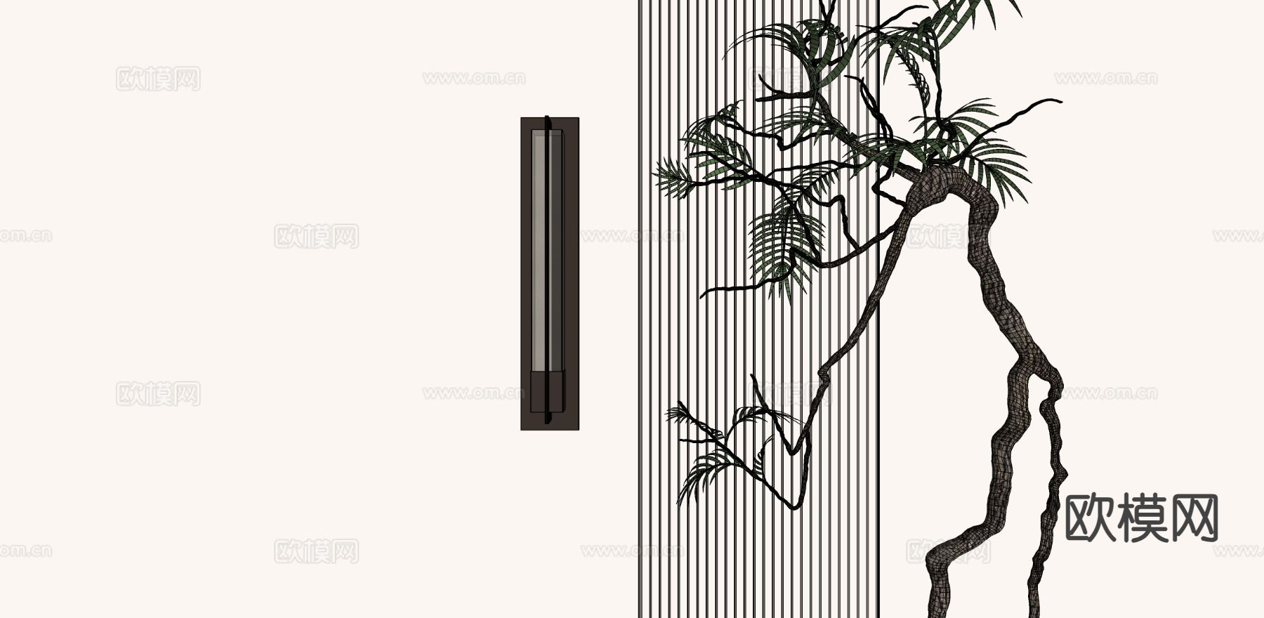 新中式壁灯su模型下载（渲染图1）