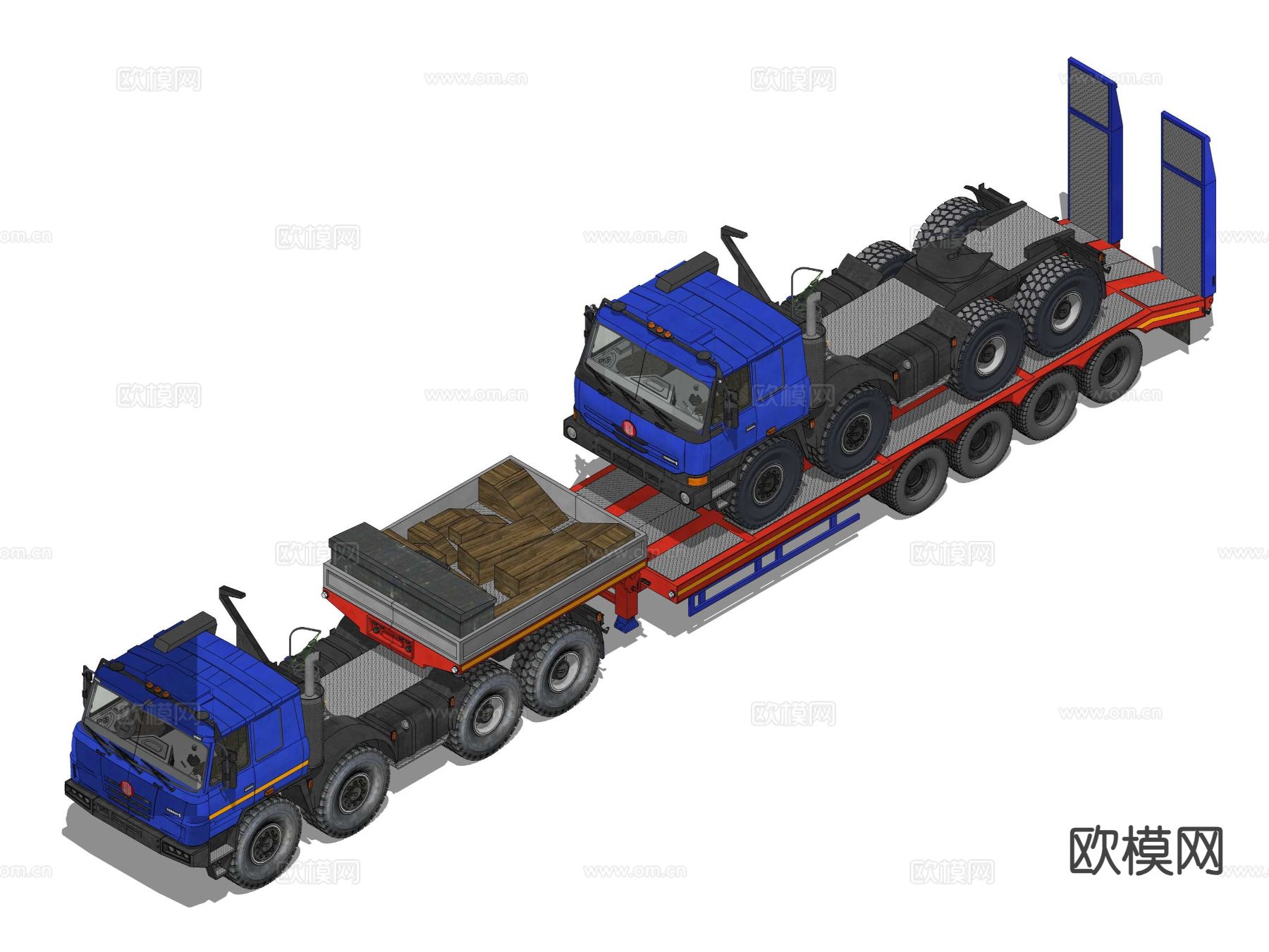 拖车 牵引车 太拖拉卡车su模型