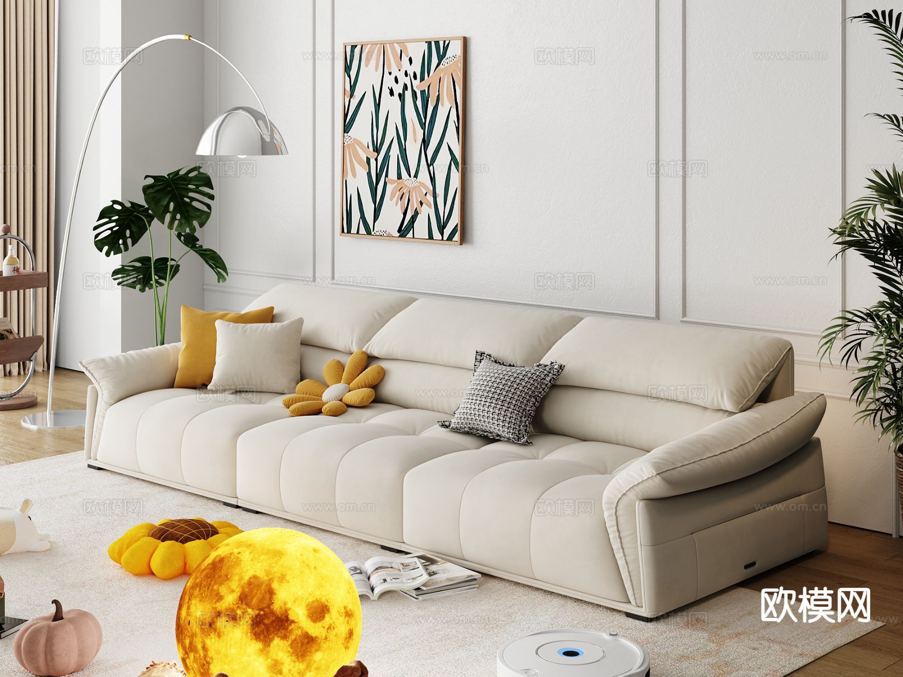 现代多人沙发3d模型下载