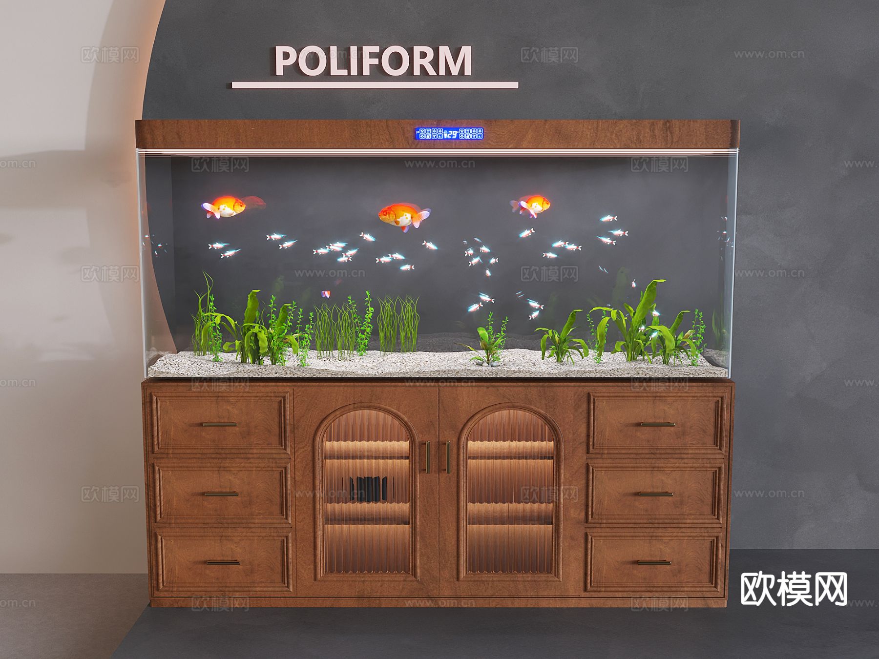 侘寂鱼缸 水族箱3d模型下载