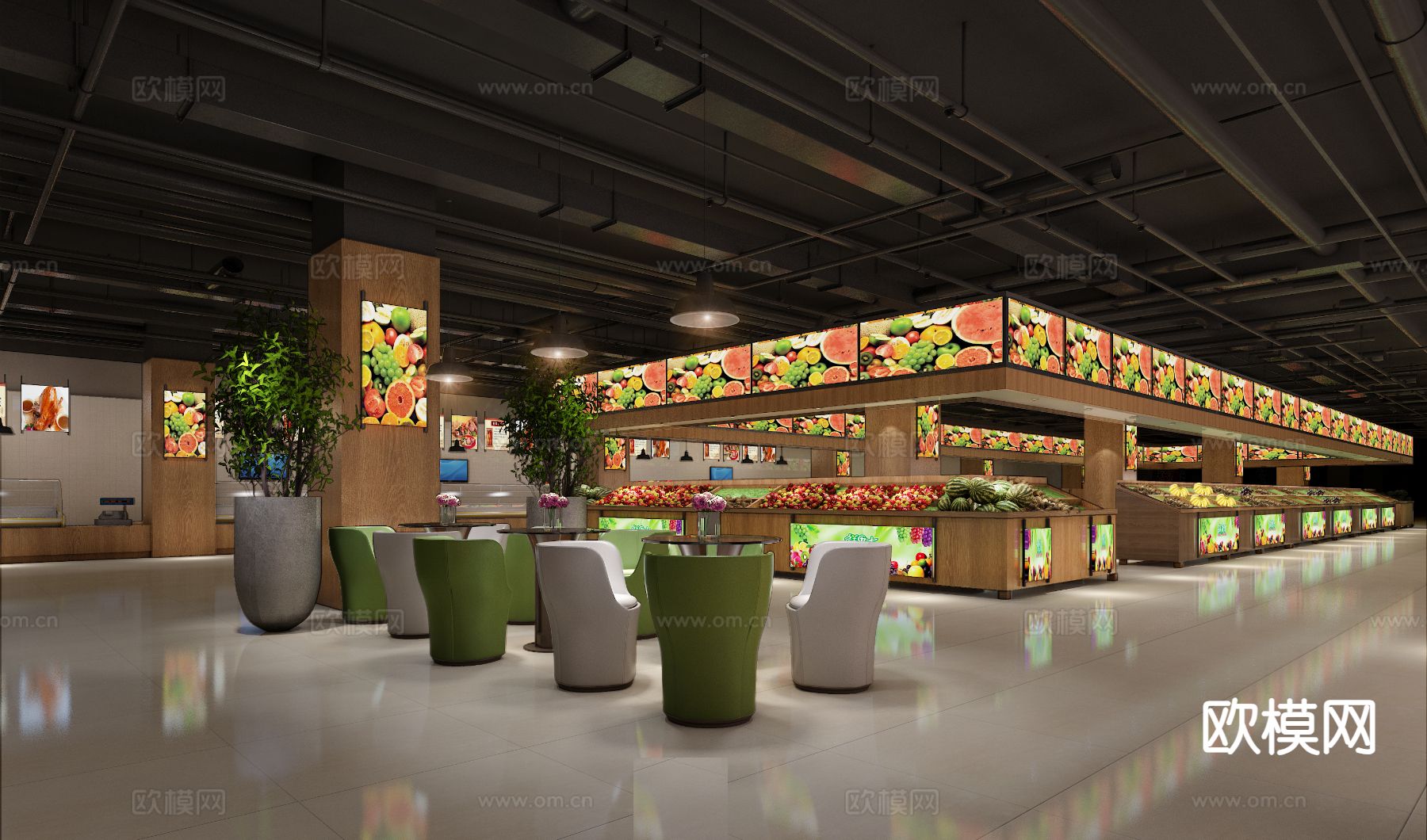 现代水果超市3d模型下载