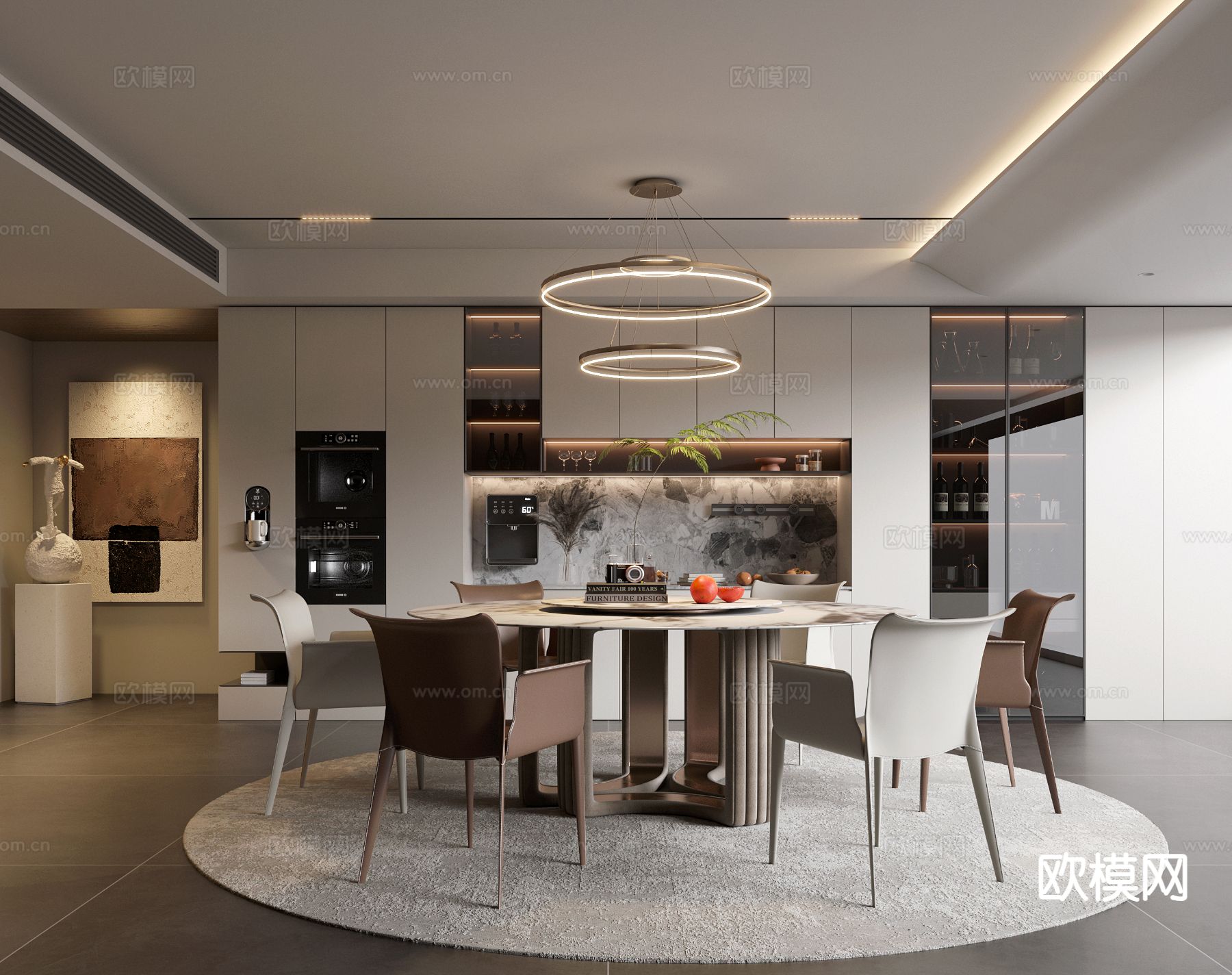 现代餐厅3d模型下载