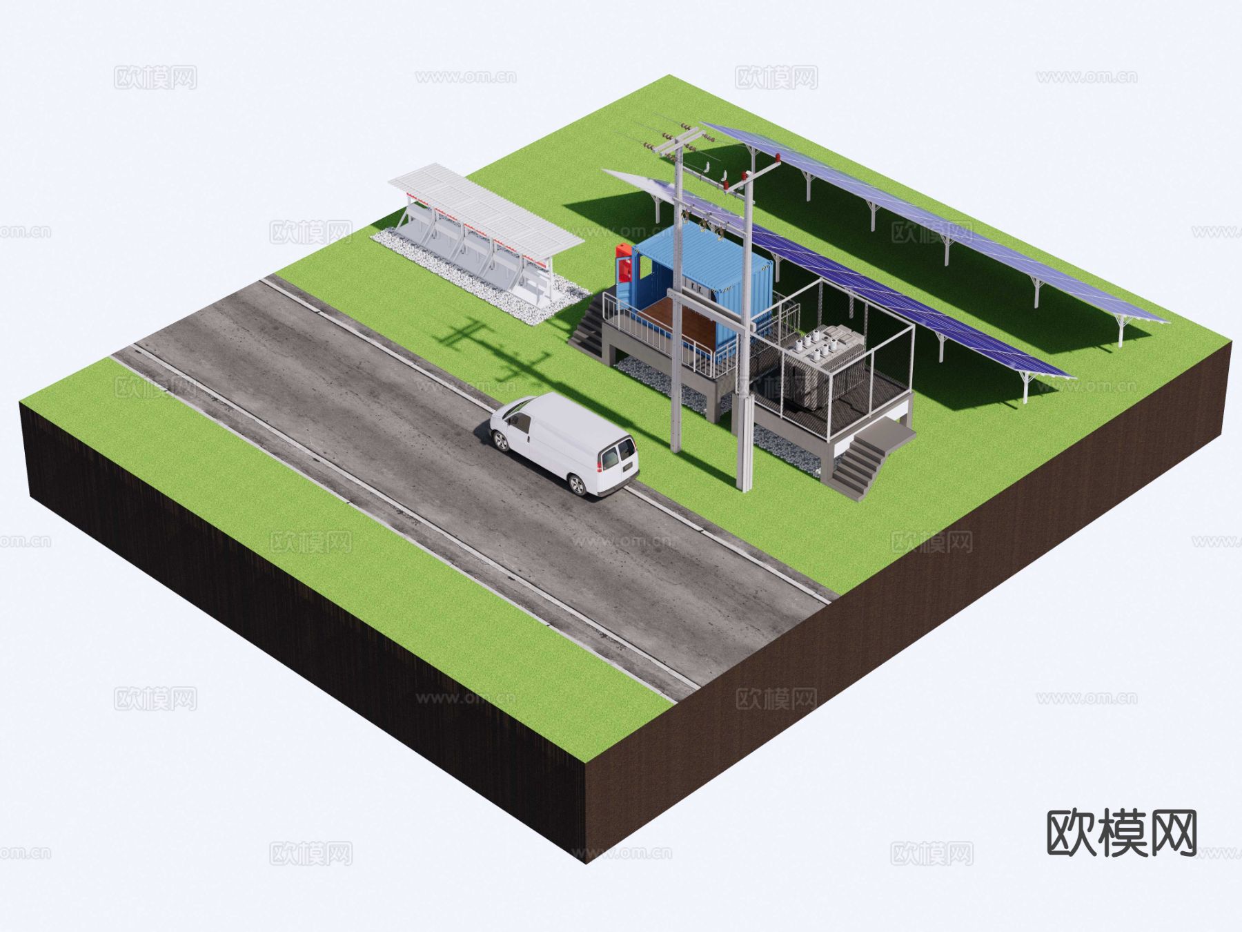 太阳能发电 光伏发电站 变压器su模型