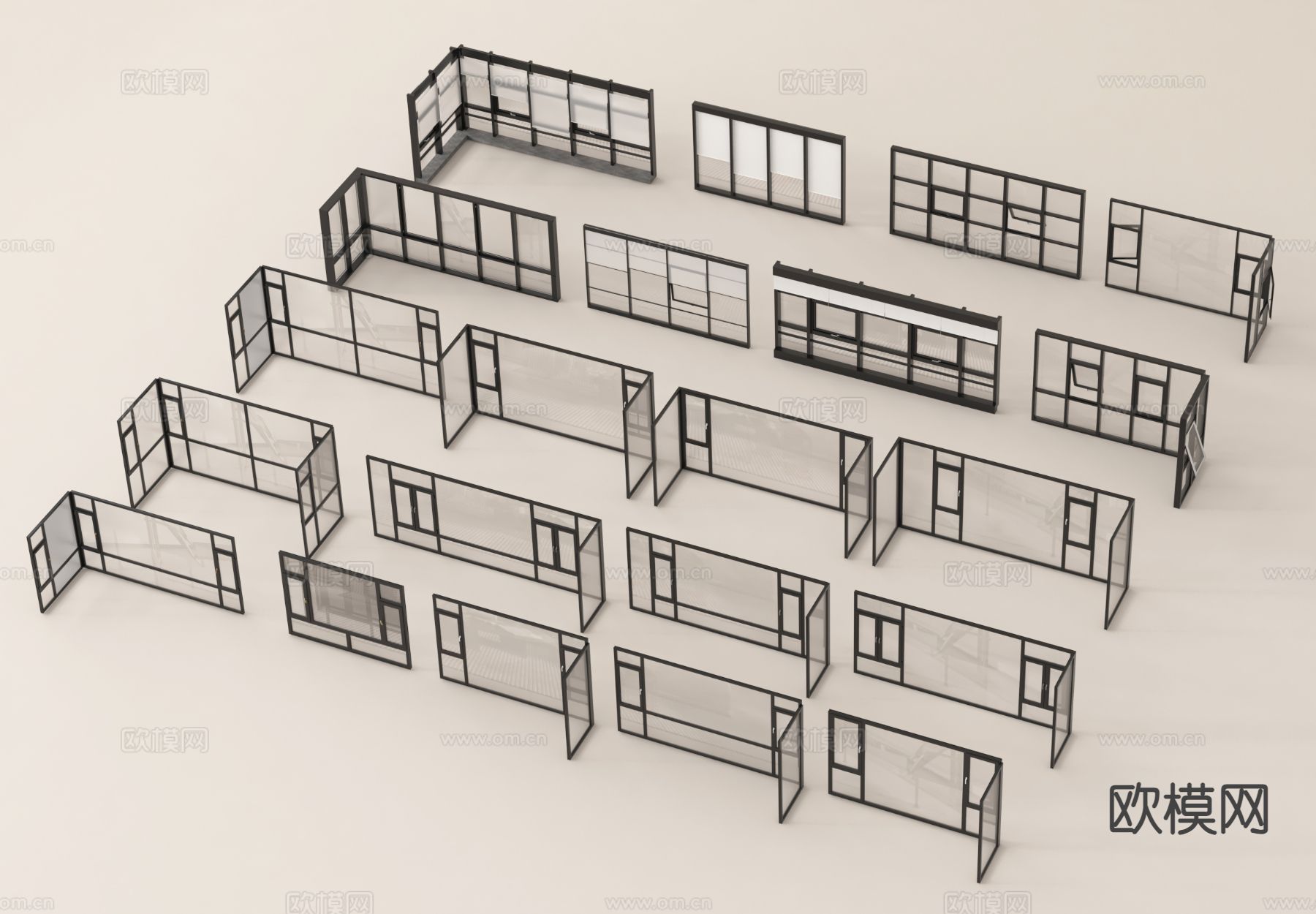 窗户 平开窗 落地窗3d模型