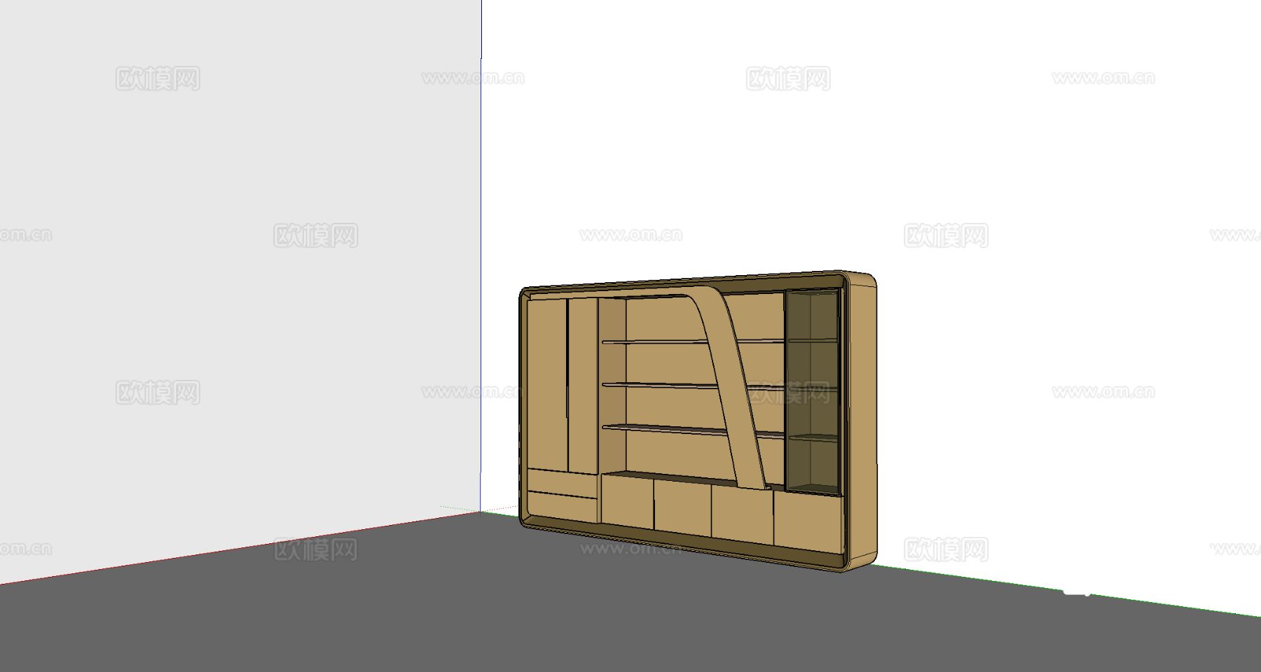 现代办公室柜子 书柜 装饰柜su模型