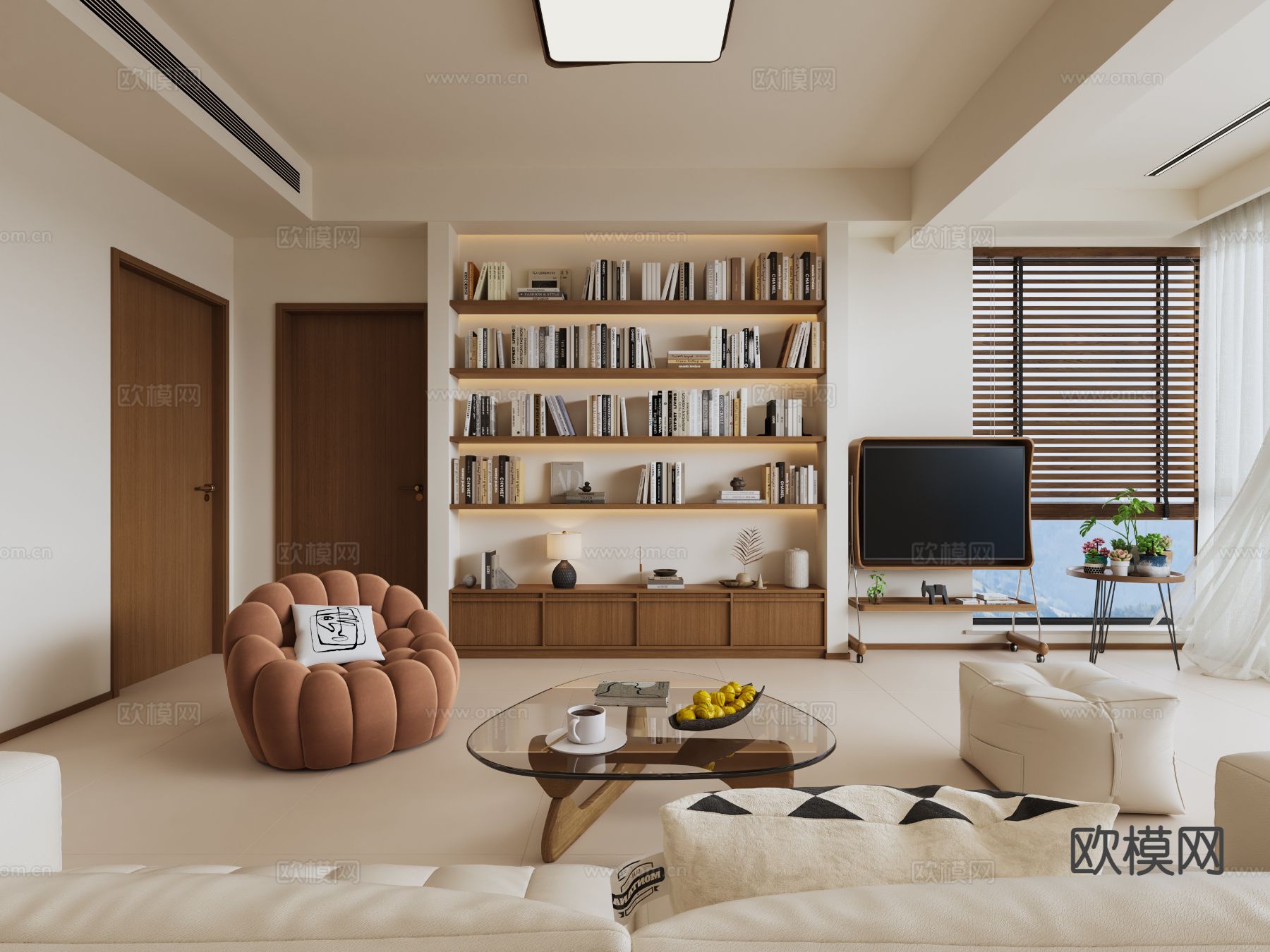 中古风客厅3d模型下载（渲染图1）
