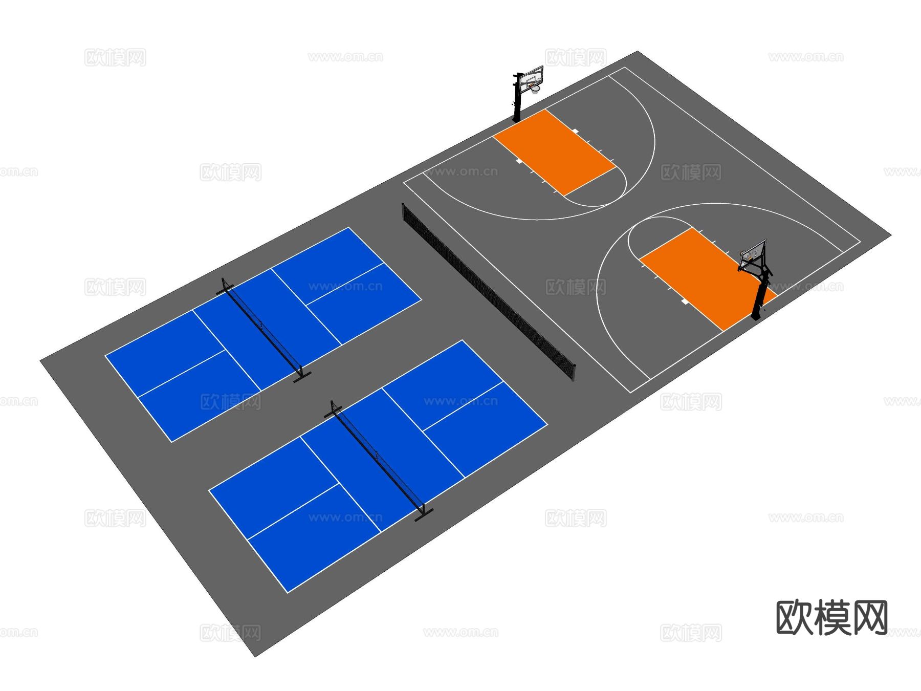 羽毛球 篮球场地su模型