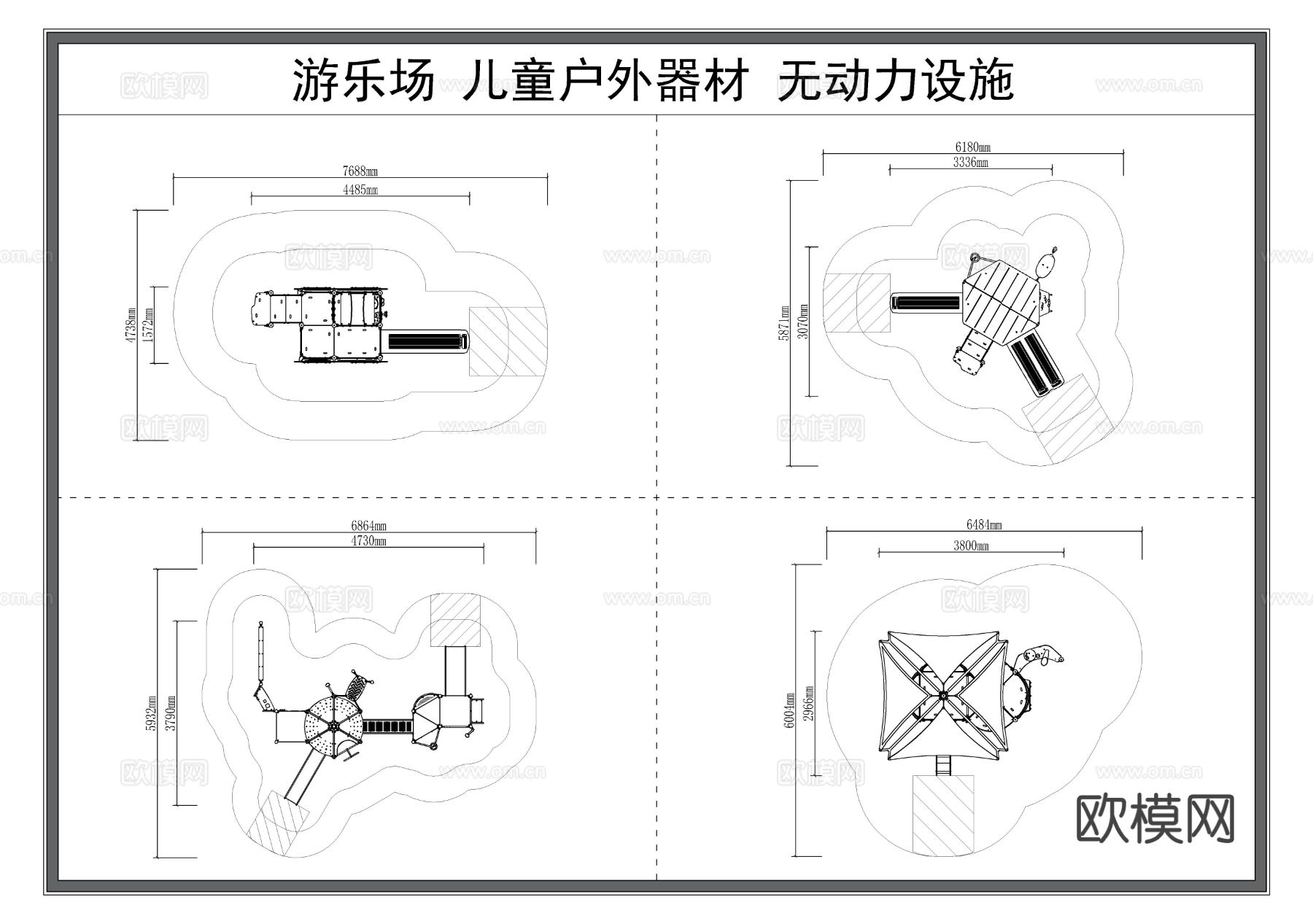 户外大型滑梯 儿童娱乐器材 幼儿园玩具CAD图库