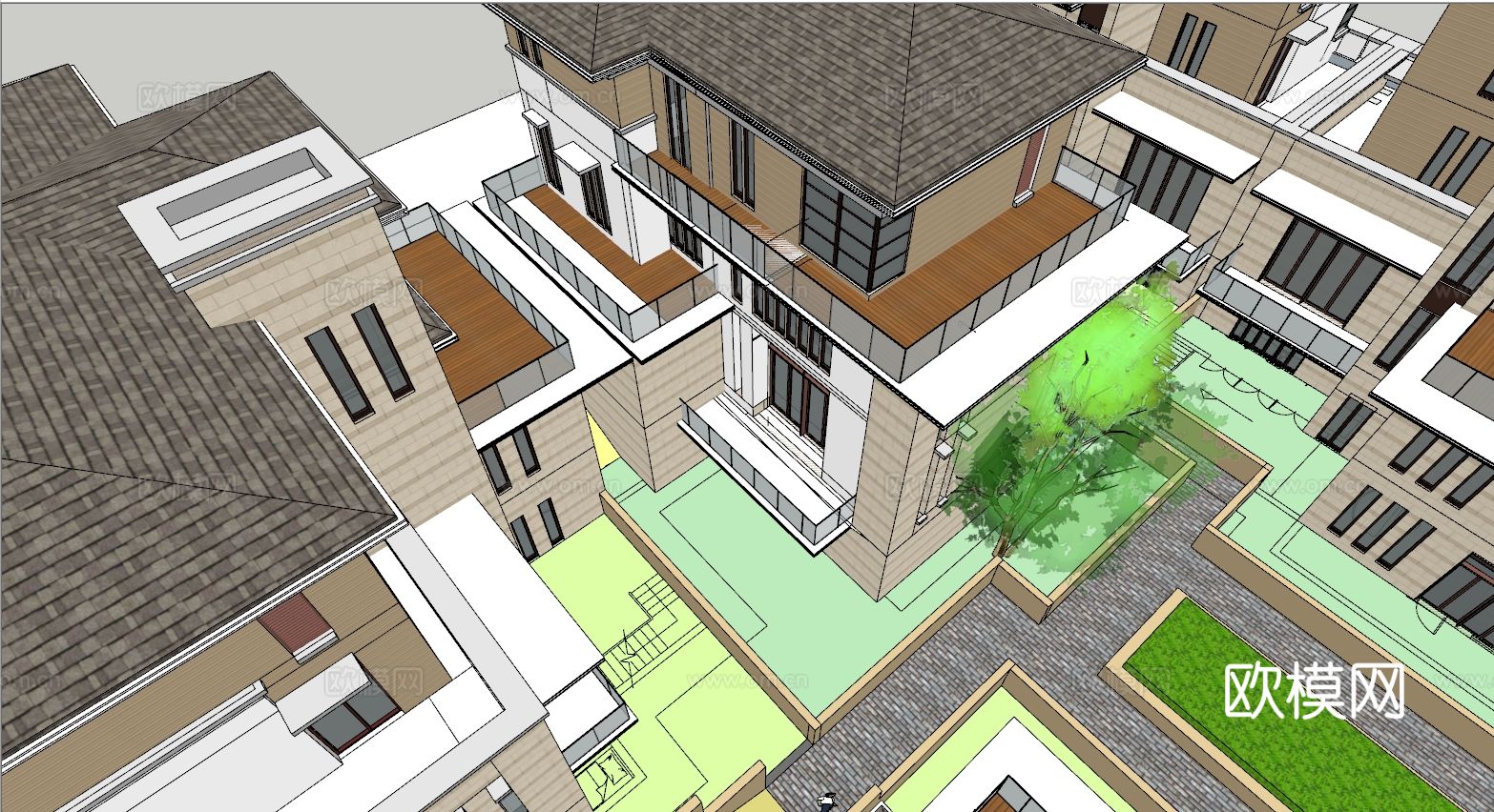 新中式四合院 古建筑su模型